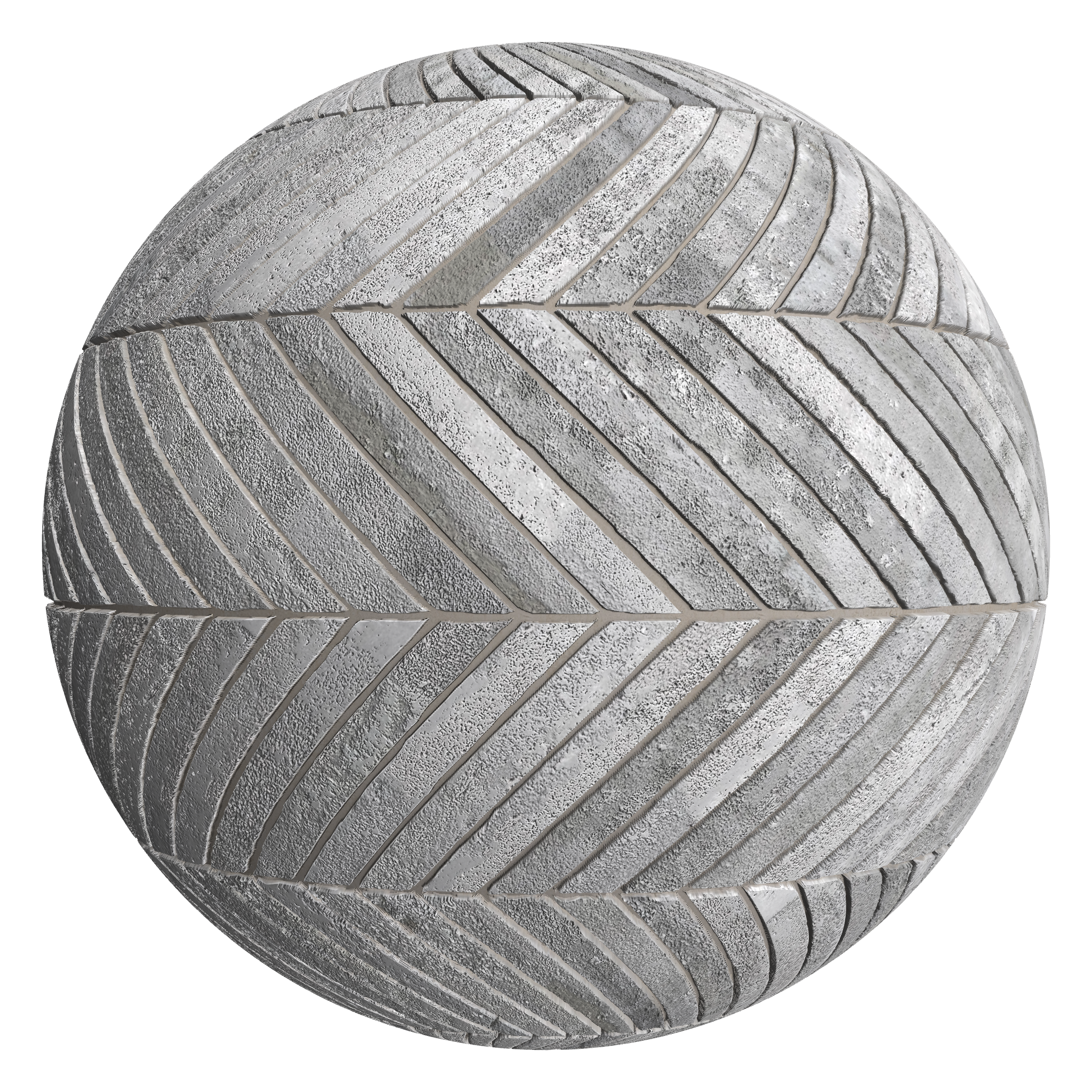 3D sphere preview of Finnish Grey Brick Chevron seamless texture