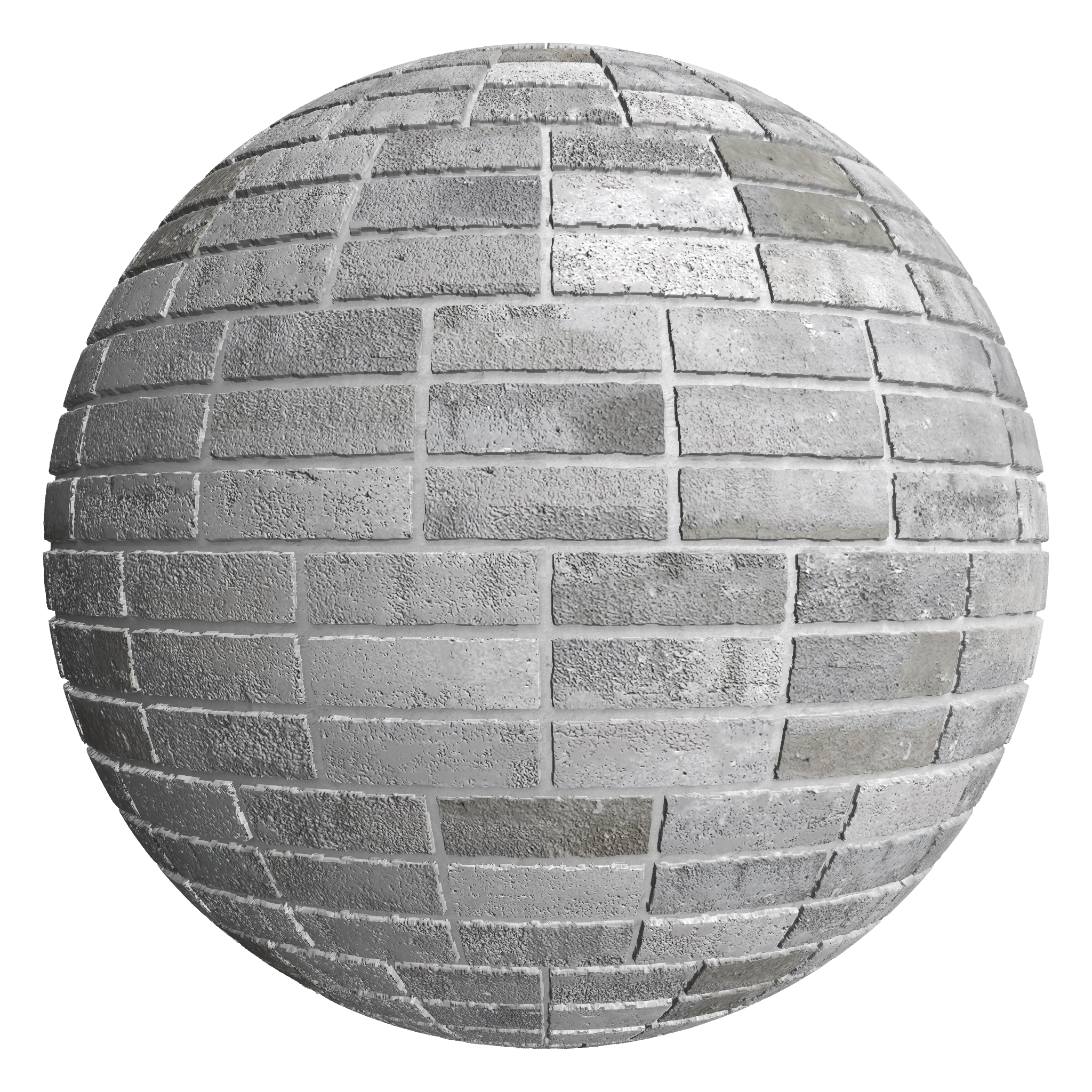 3D sphere preview of Finnish Grey Brick, Triple Stretcher seamless texture
