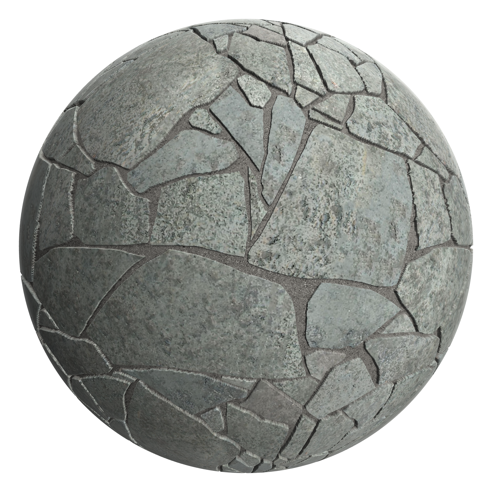 3D sphere preview of Flagstone, Crazy Paving seamless texture