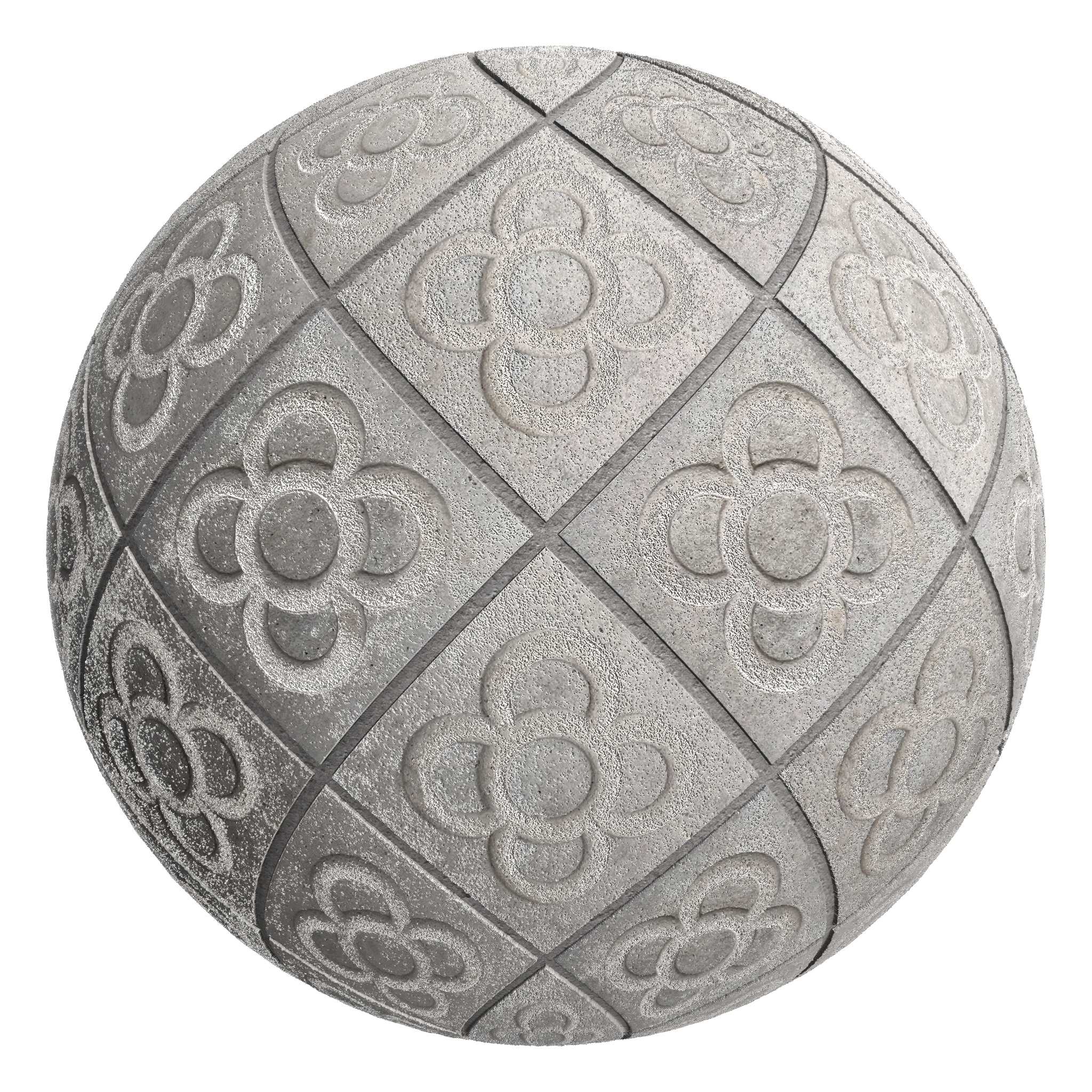 3D sphere preview of Flor de Barcelona Panot Tile seamless texture