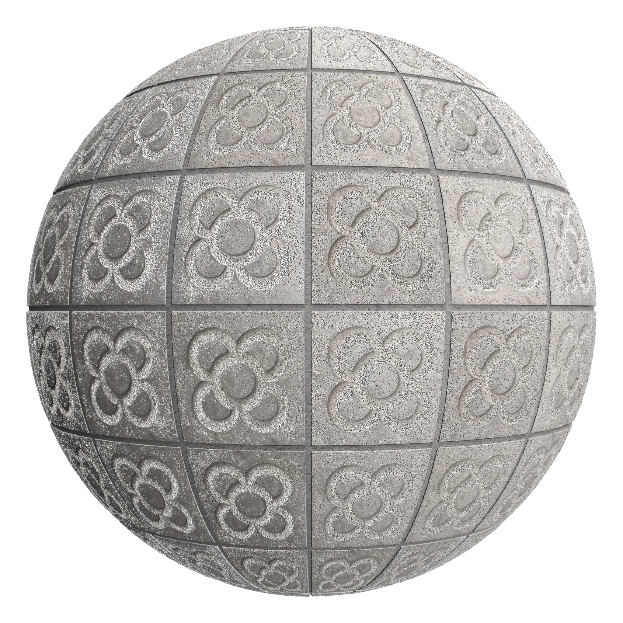 3D sphere preview of Flor de Barcelona Panot Tile, Stack seamless texture
