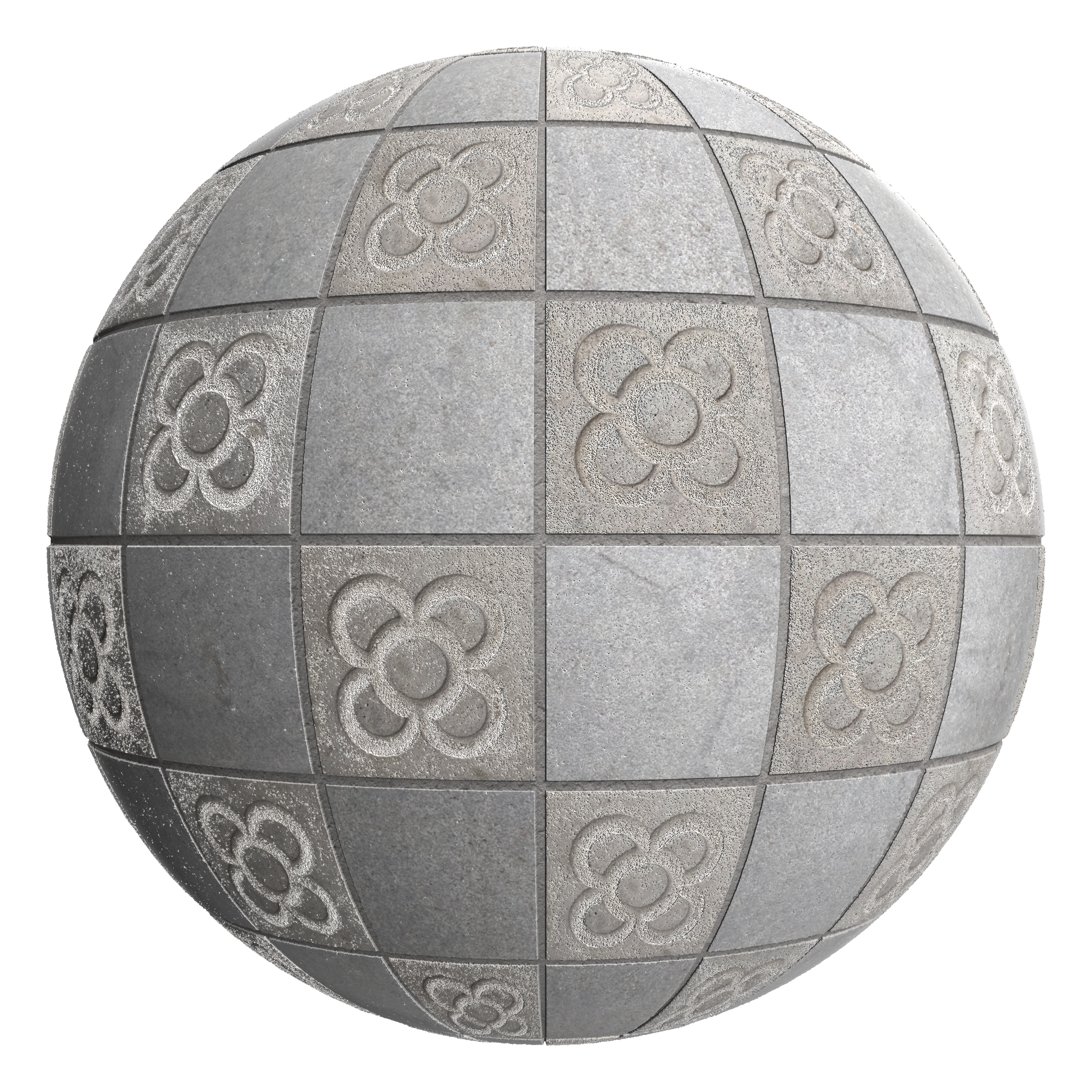 3D sphere preview of Flor de Barcelona Panot Tile, Stack seamless texture