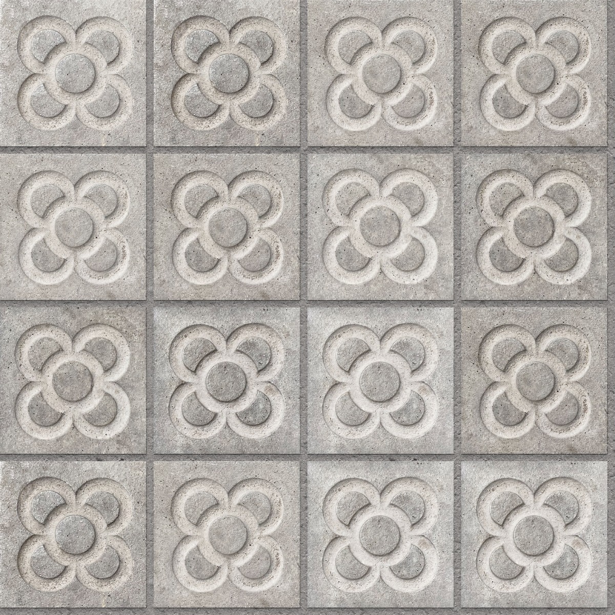 A seamless tile texture with flor de barcelona panot tile tiles arranged in a Stack pattern