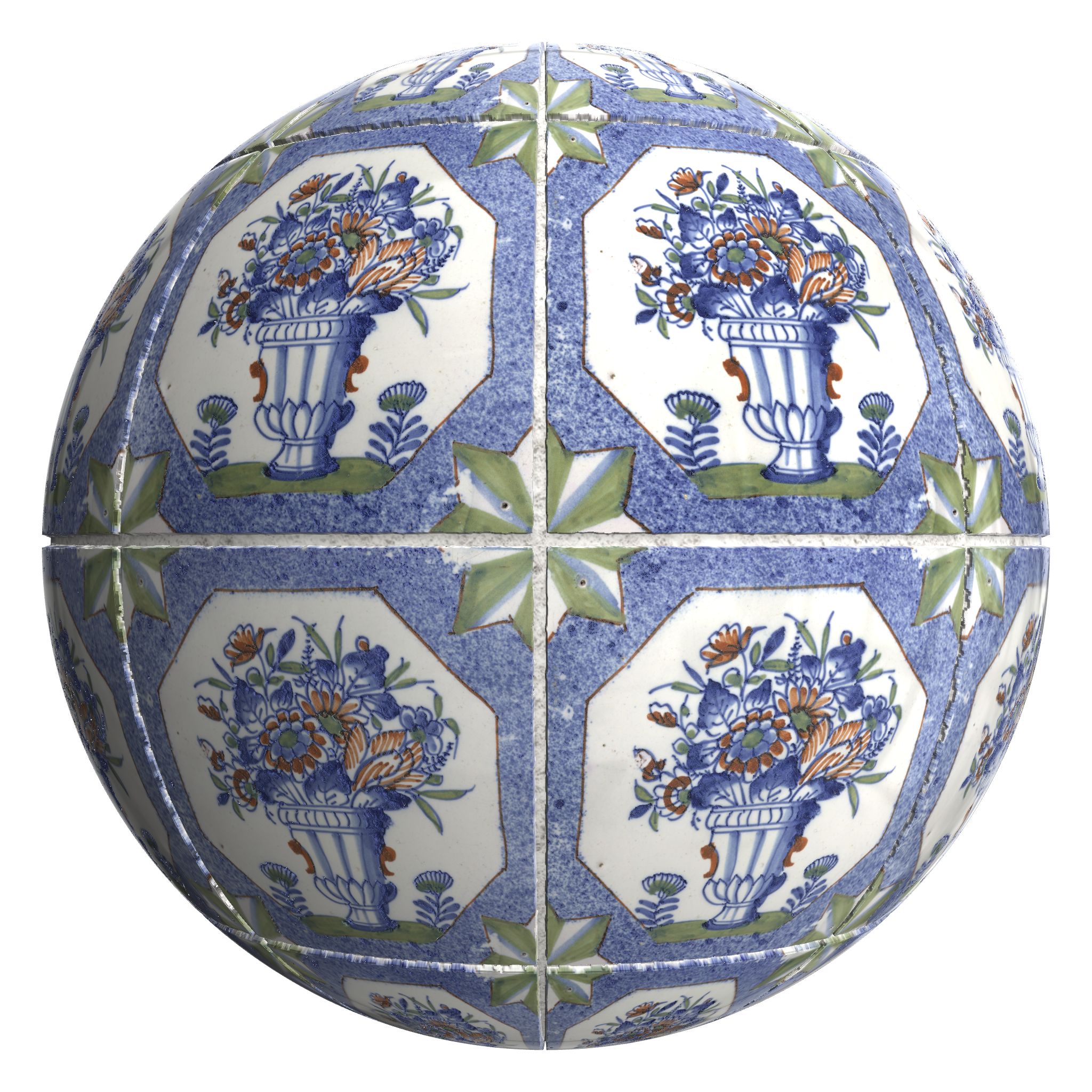 3D sphere preview of Flower Vase Tile, Stack seamless texture