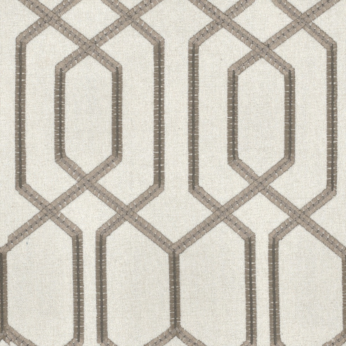 A seamless fabric texture with geometric natural embroidery units arranged in a None pattern