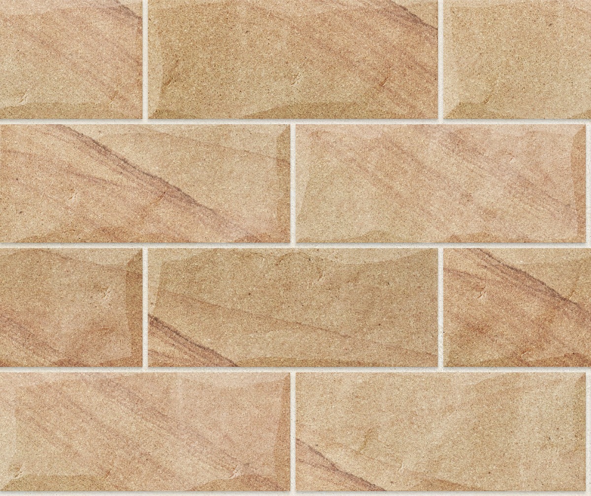 A seamless stone texture with honey sandstone blocks arranged in a Stretcher pattern