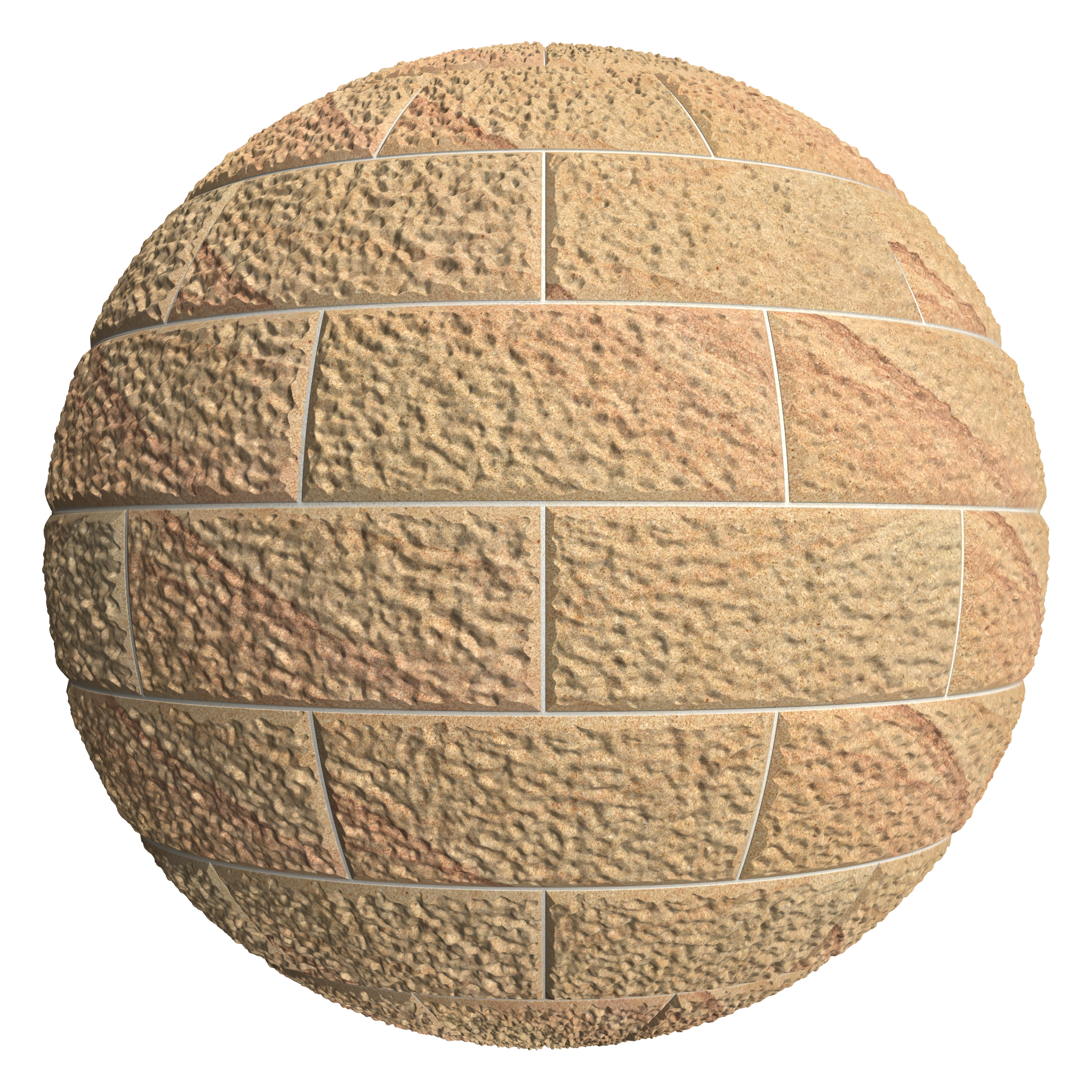 3D sphere preview of Bush Hammered Honey Sandstone, Stretcher seamless texture