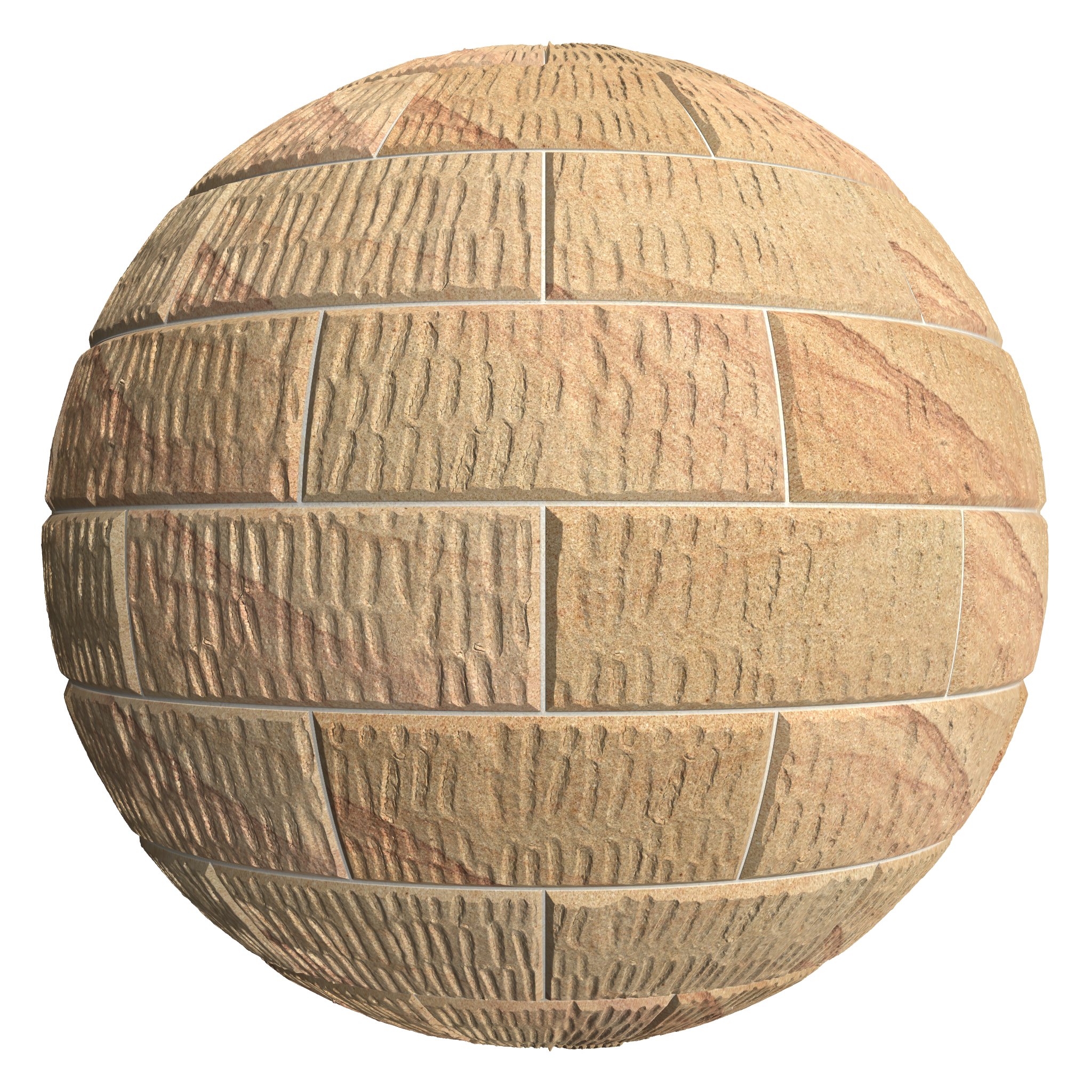 3D sphere preview of Chiseled Honey Sandstone, Stretcher seamless texture