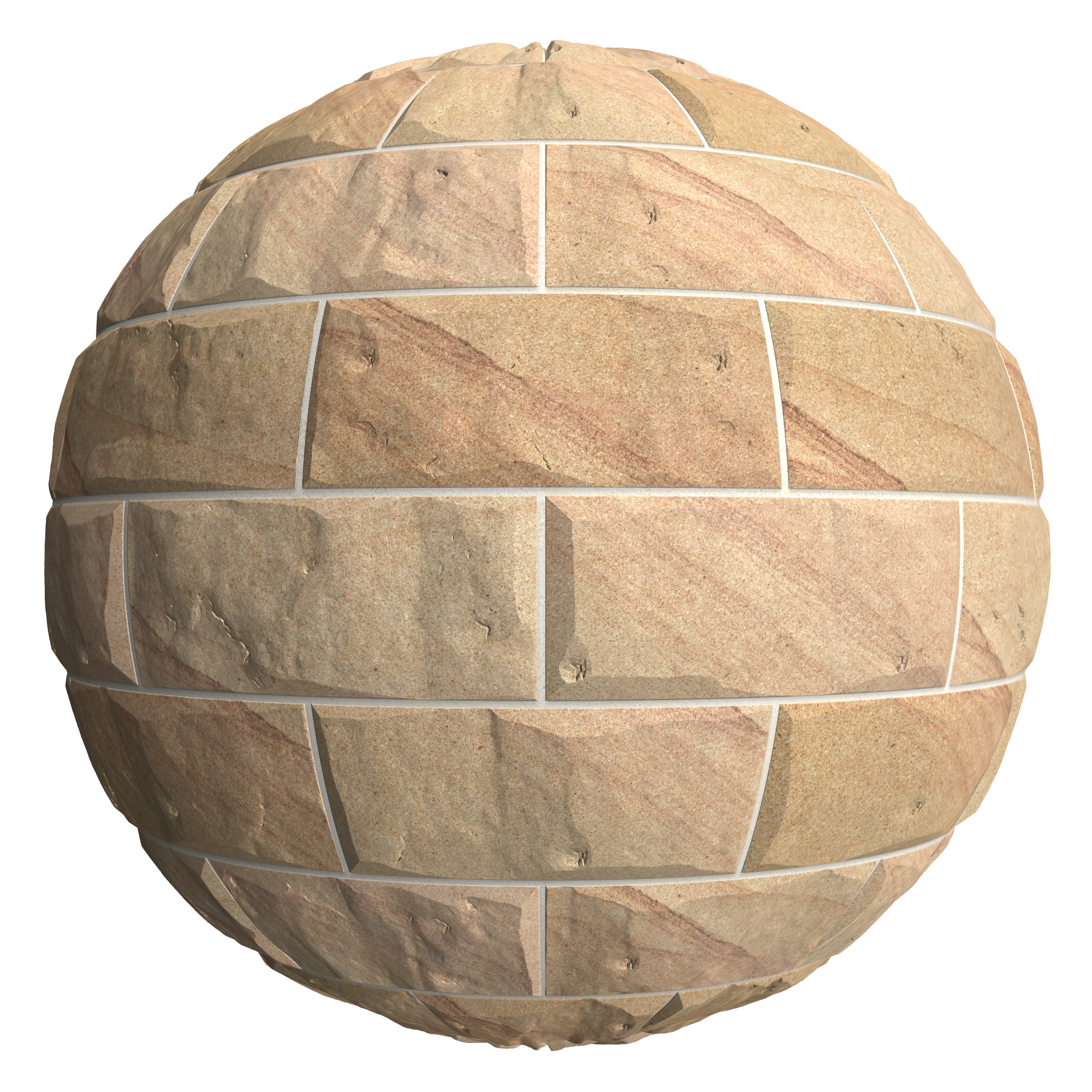 3D sphere preview of Pillowed Honey Sandstone, Stretcher seamless texture