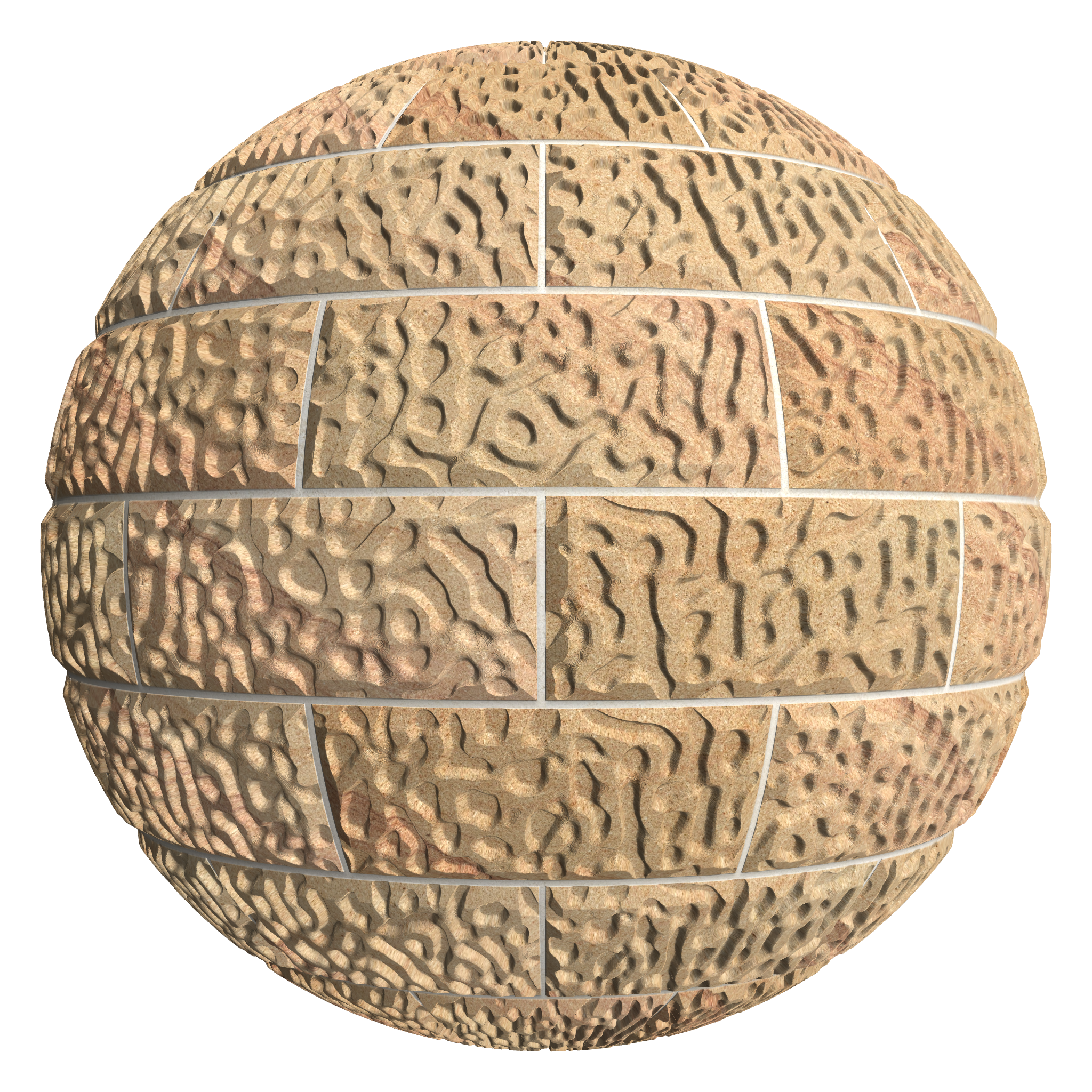 3D sphere preview of Vermiculated Honey Sandstone, Stretcher seamless texture