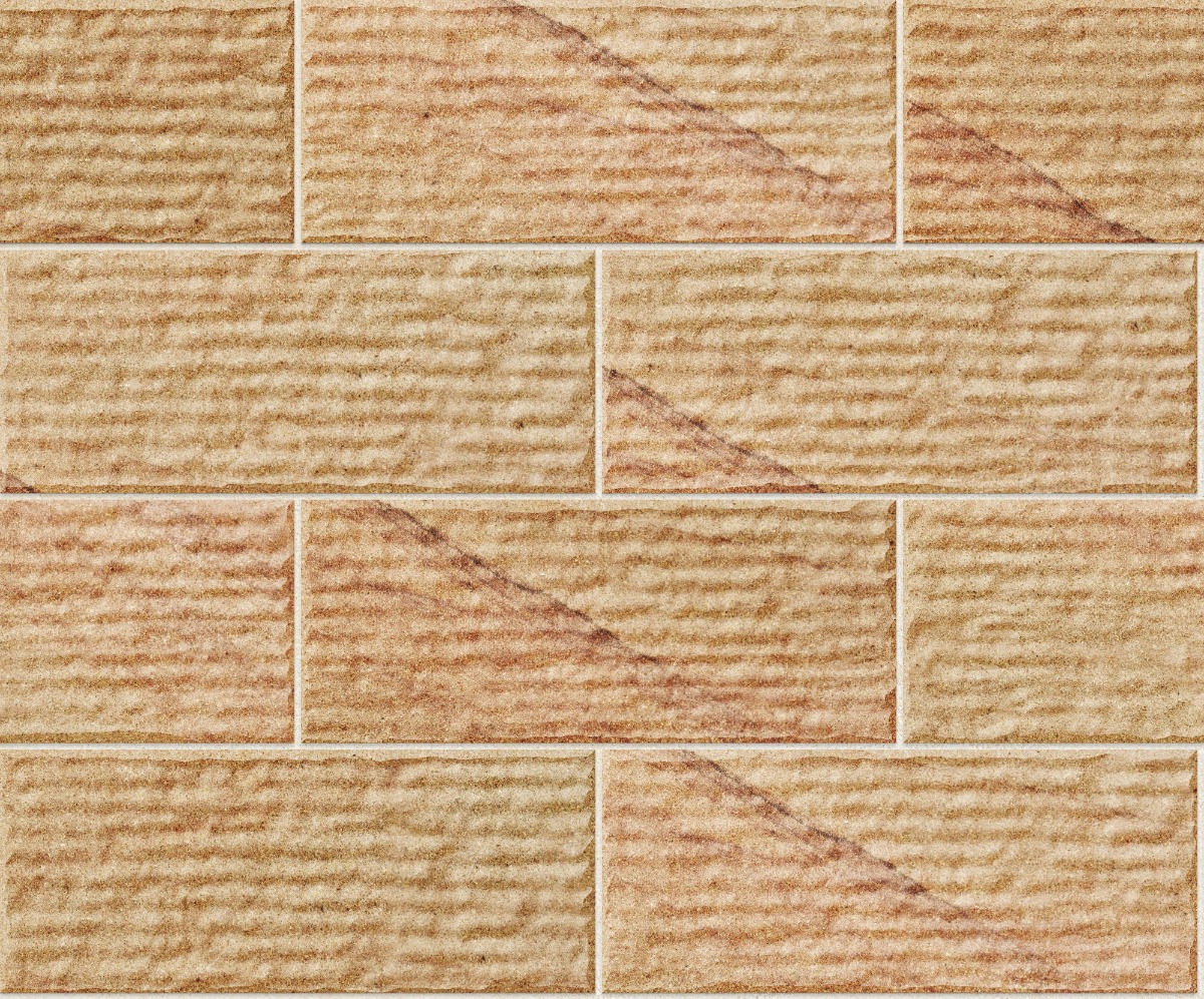 A seamless stone texture with honey sandstone blocks arranged in a Stretcher pattern