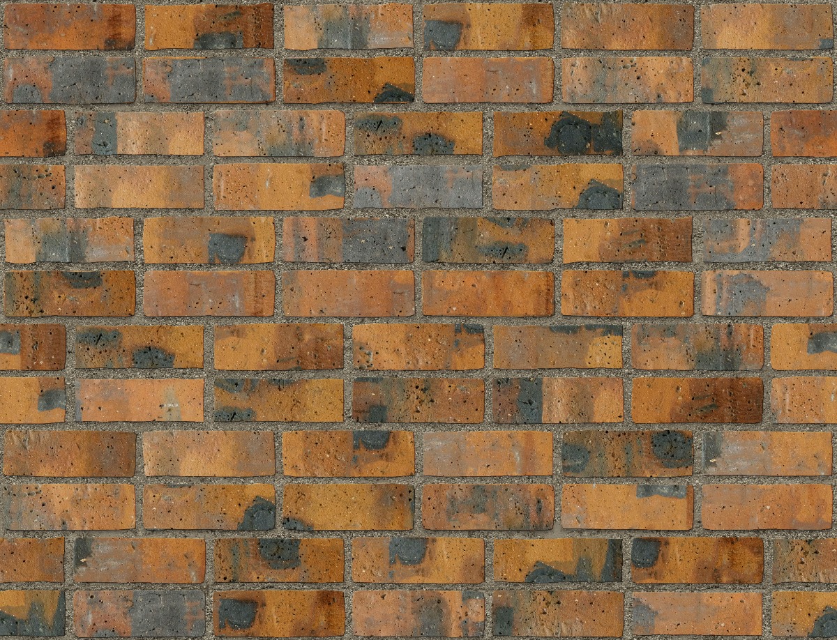 A seamless brick texture with industrial brick units arranged in a Double Stretcher pattern