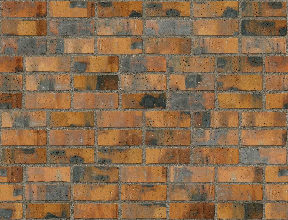 A seamless brick texture with industrial brick units arranged in a Triple Stretcher pattern