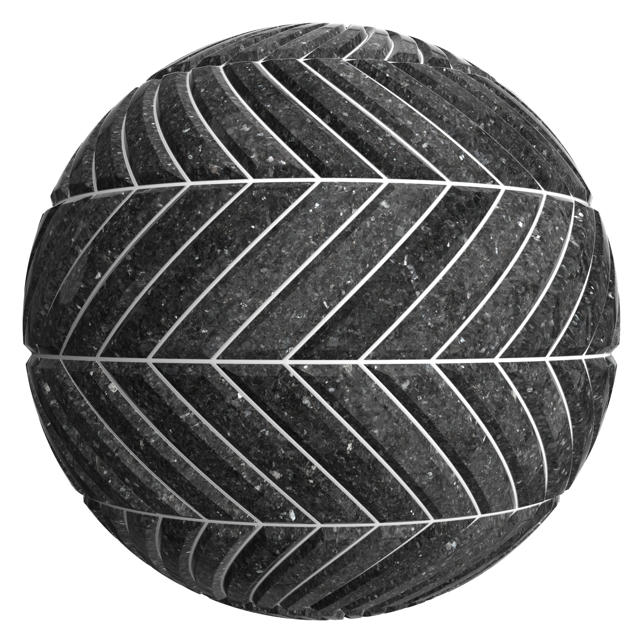 3D sphere preview of Larvikite, Chevron seamless texture