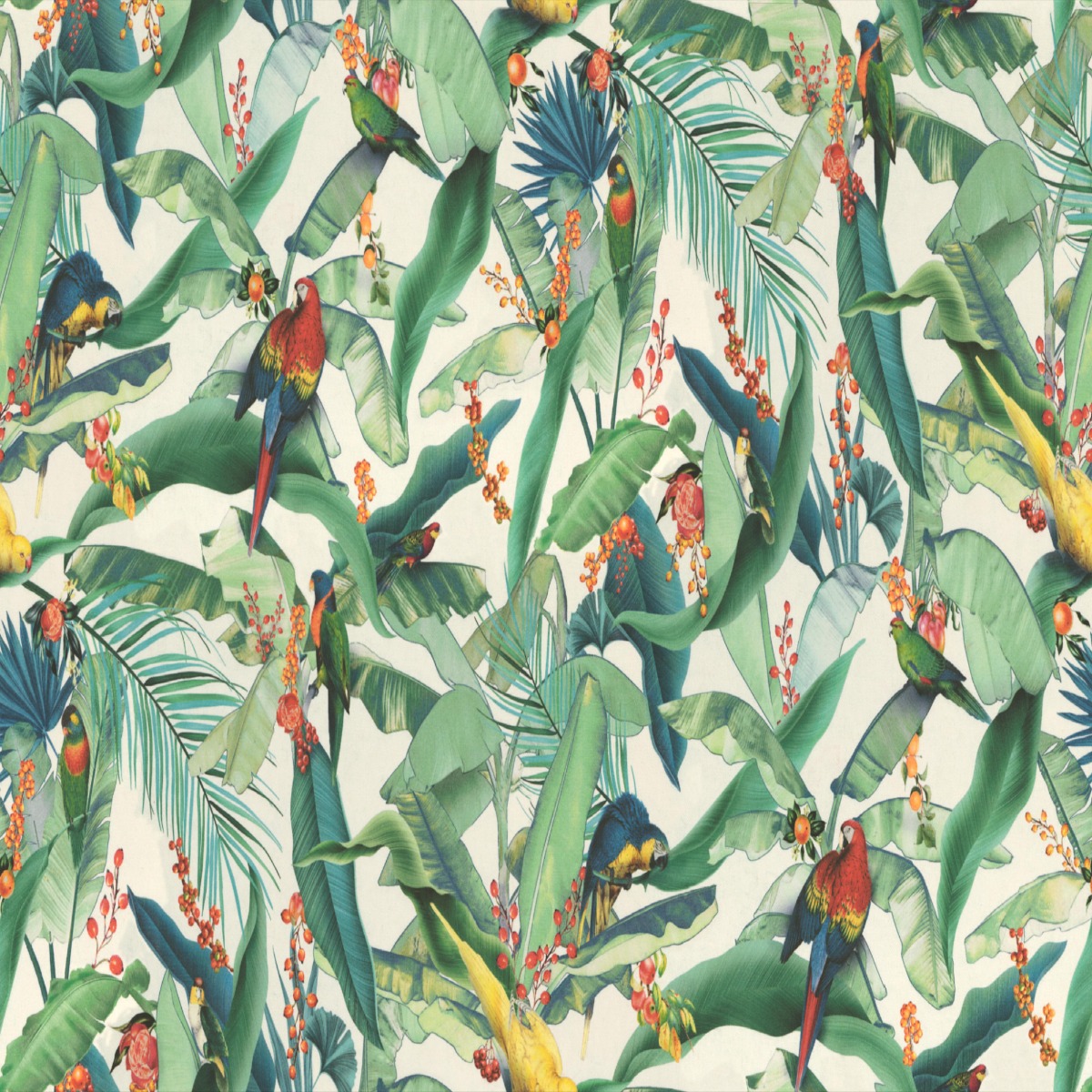 A seamless fabric texture with leaves multicoloured print units arranged in a None pattern