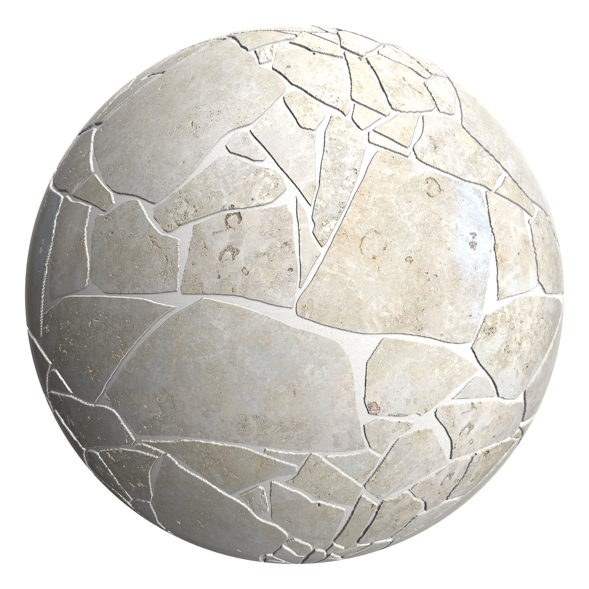 3D sphere preview of Limestone, Crazy Paving seamless texture
