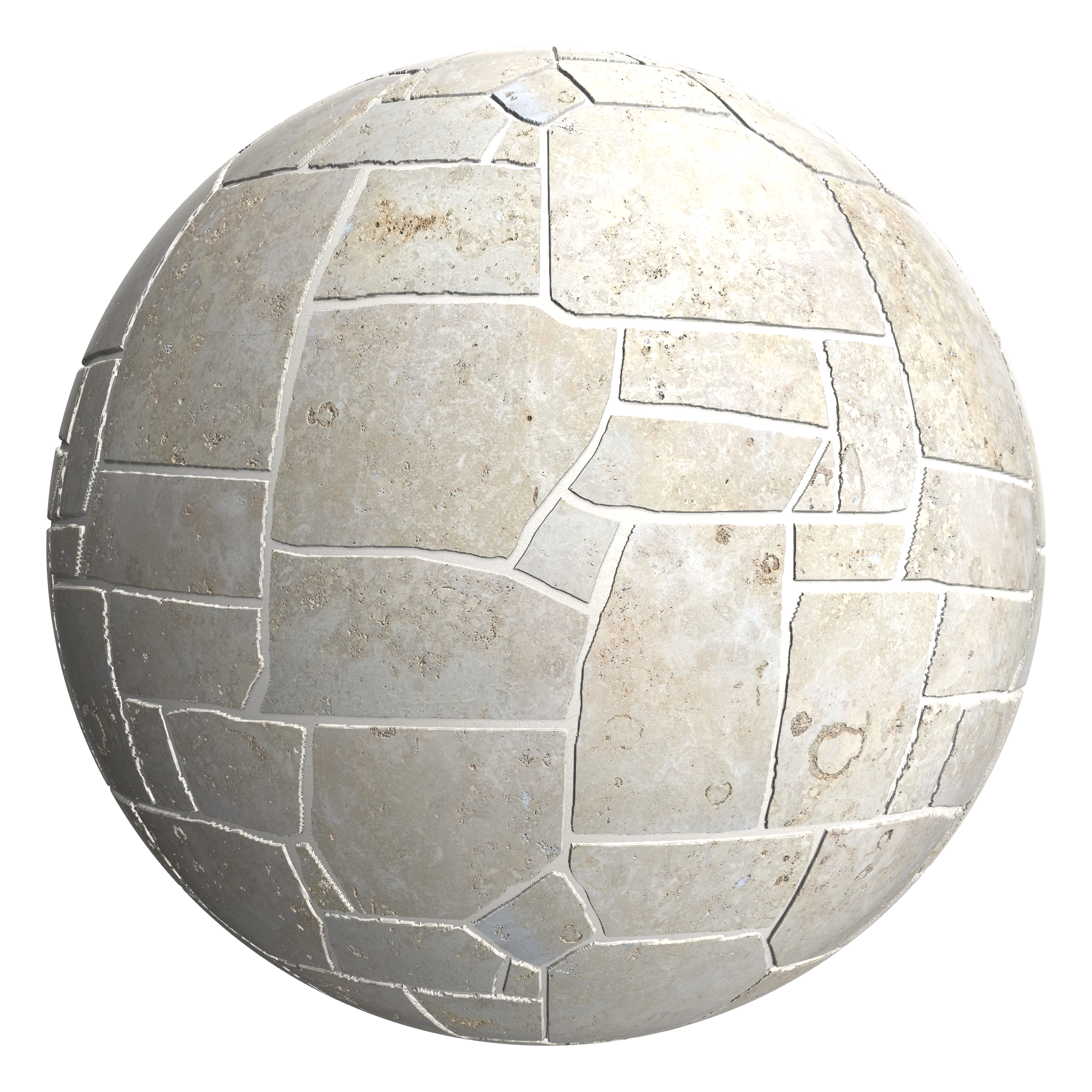 3D sphere preview of Limestone, Crazy Paving seamless texture