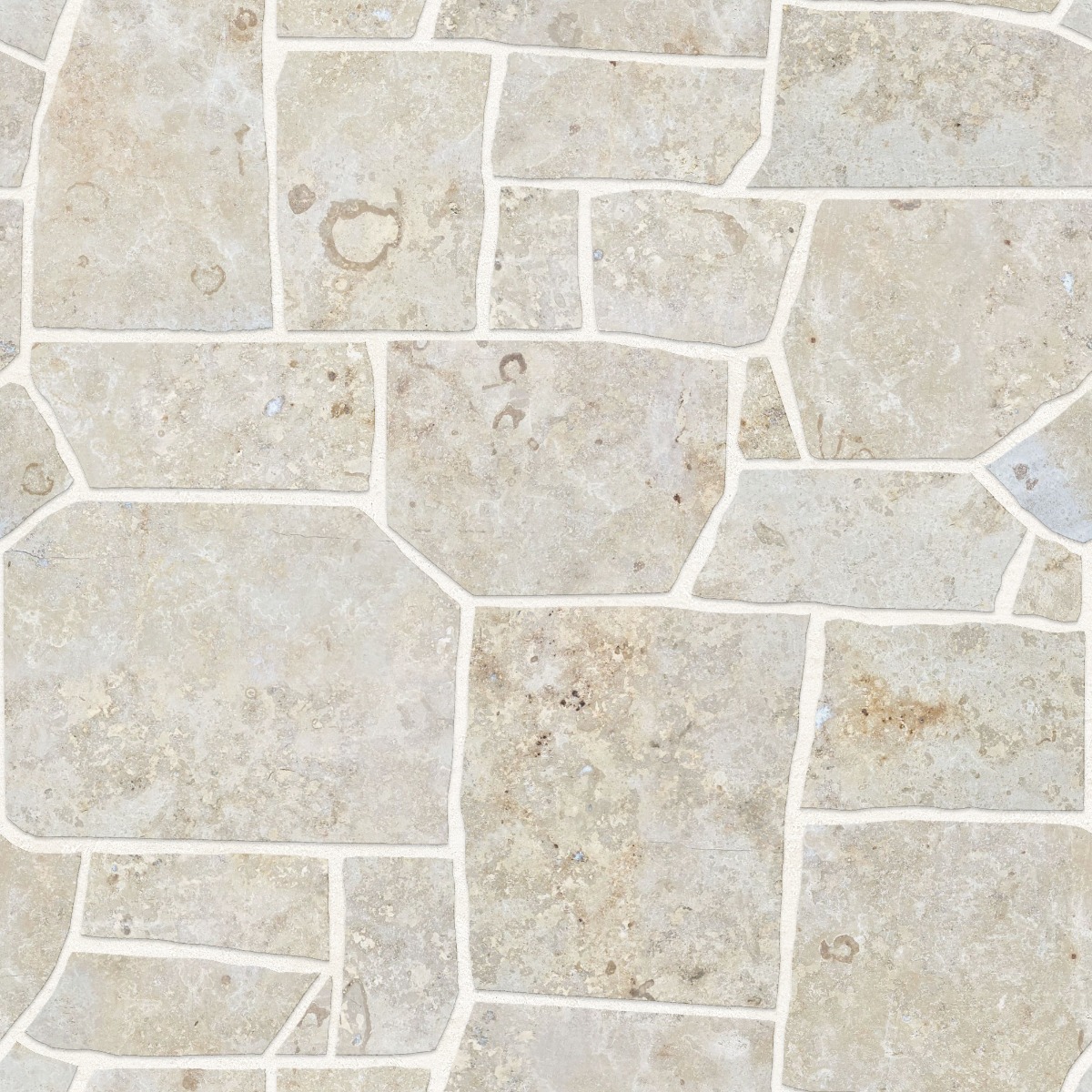 A seamless stone texture with limestone blocks arranged in a Crazy Paving pattern