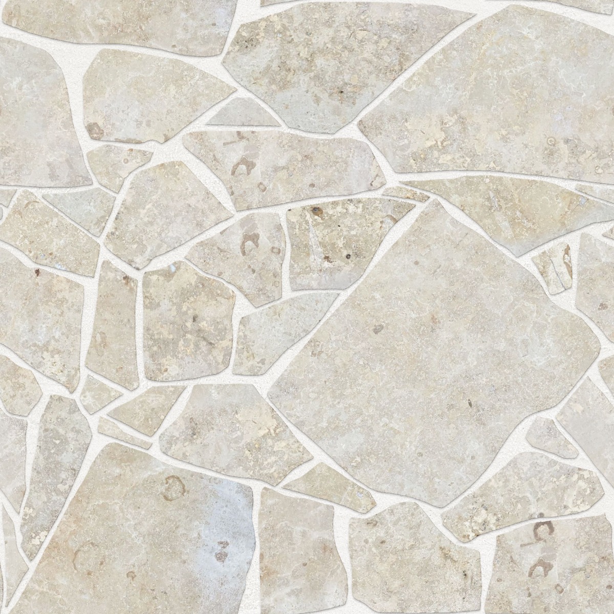 A seamless stone texture with limestone blocks arranged in a Crazy Paving pattern