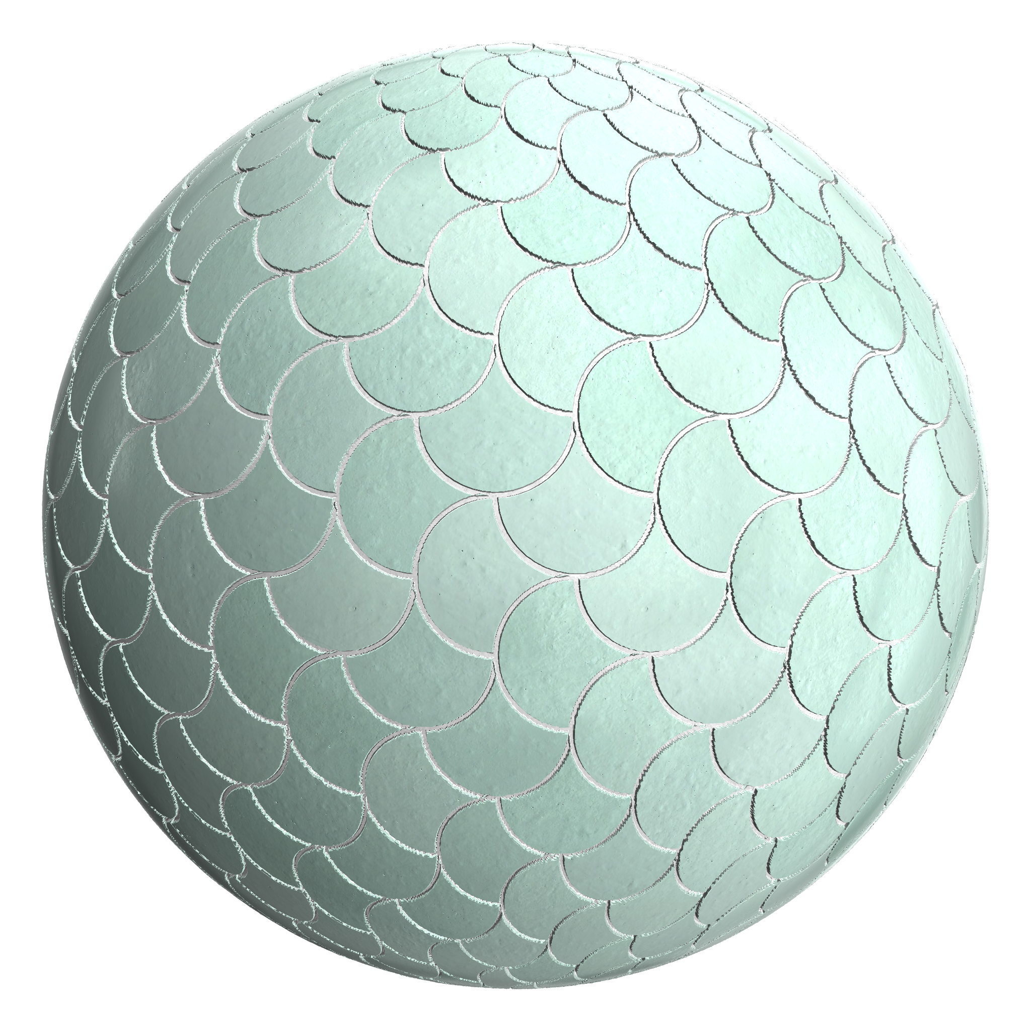 3D sphere preview of Mint Green Brick, Alternating Fishscale seamless texture