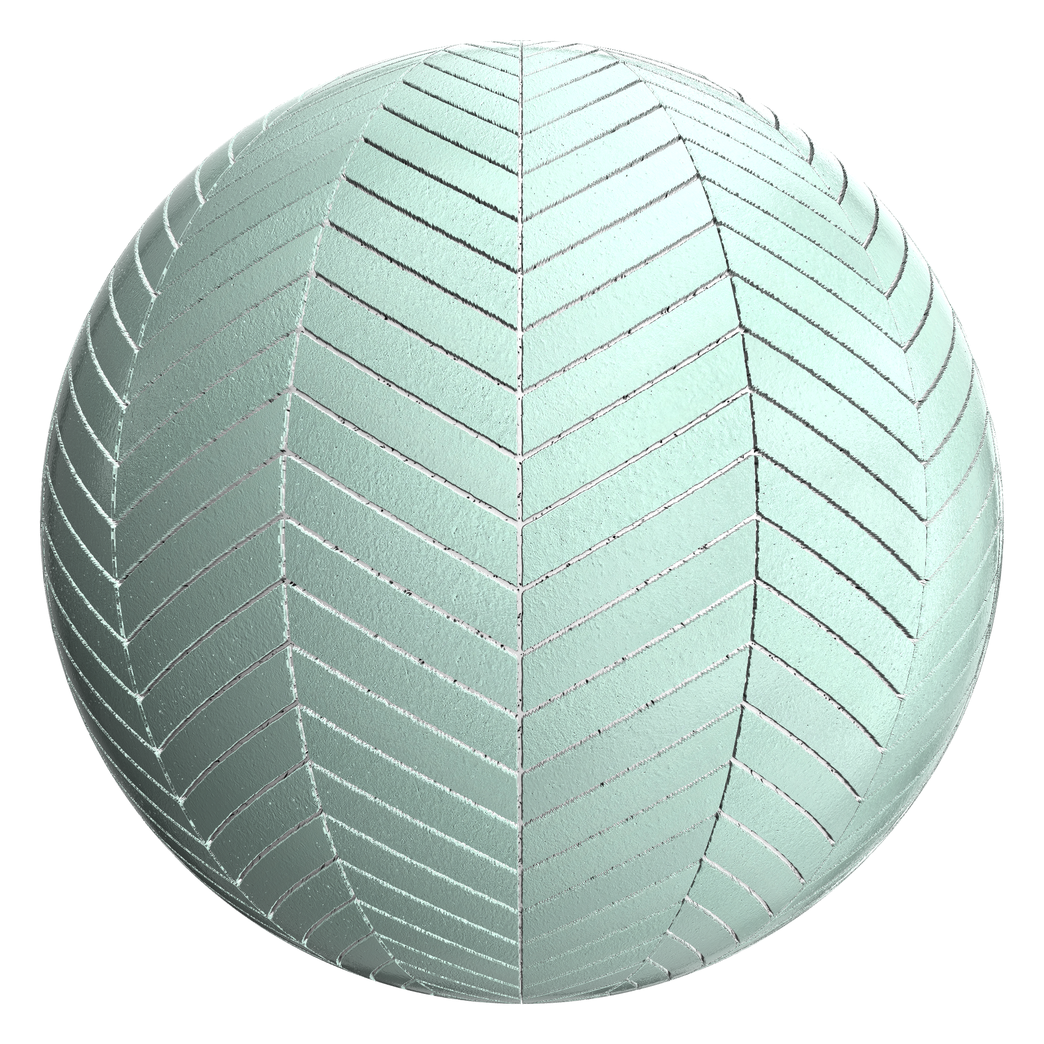 3D sphere preview of Mint Green Brick, Chevron seamless texture
