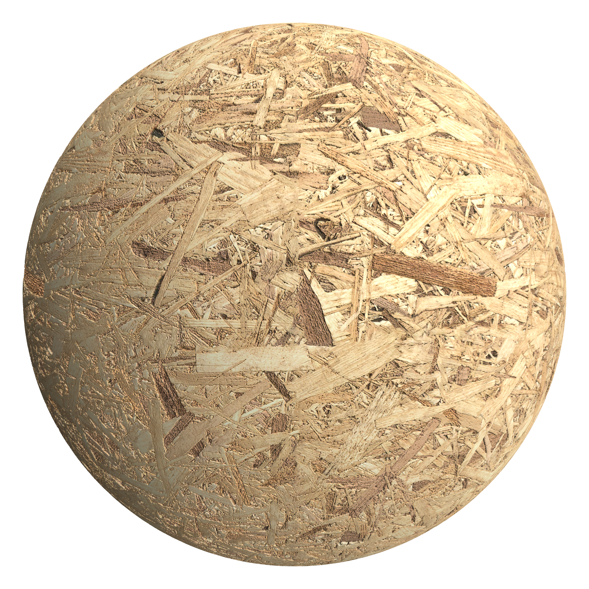 3D sphere preview of Oriented Strand Board (OSB) seamless texture