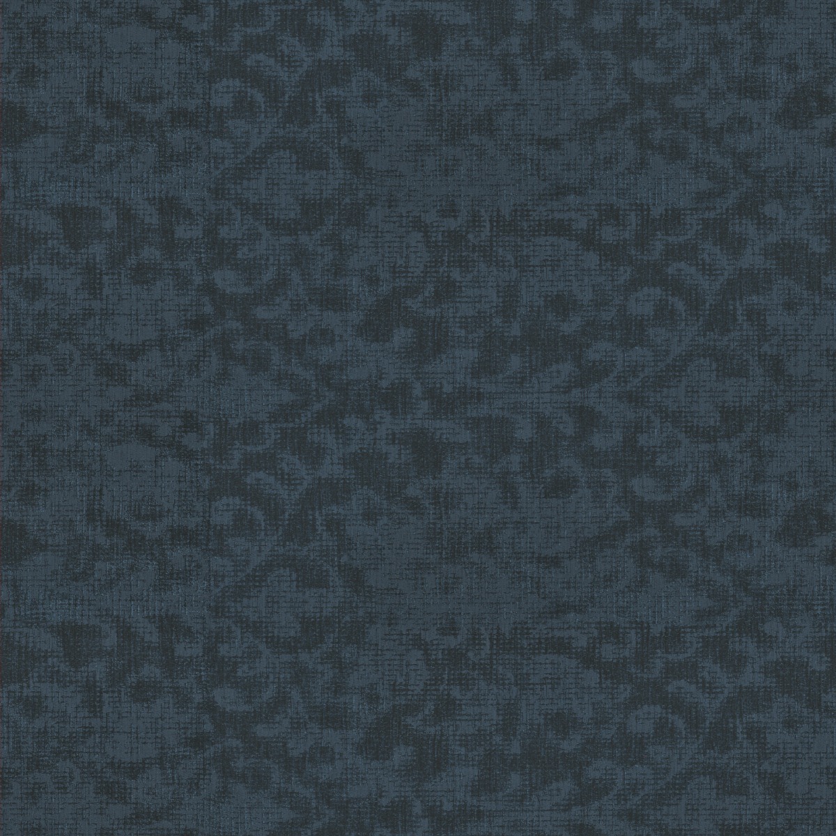 A seamless fabric texture with ornamental blue chenille units arranged in a None pattern