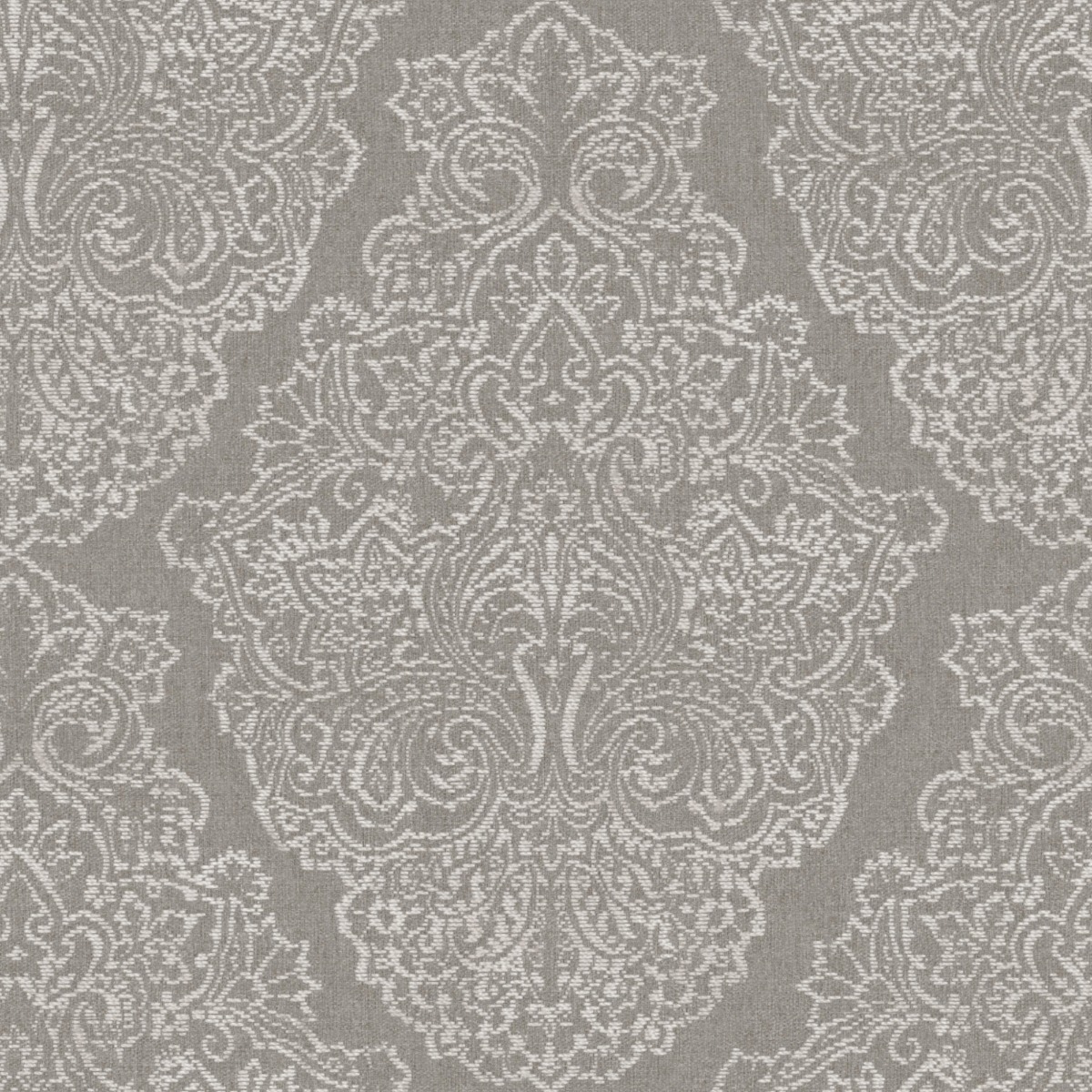 A seamless fabric texture with ornamental grey jacquard units arranged in a None pattern