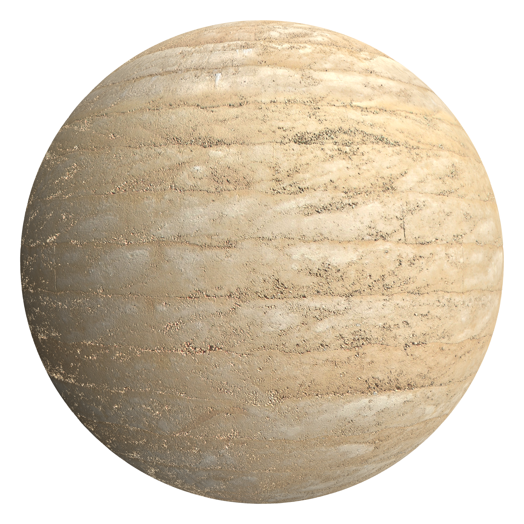 3D sphere preview of Rammed Earth Concrete seamless texture