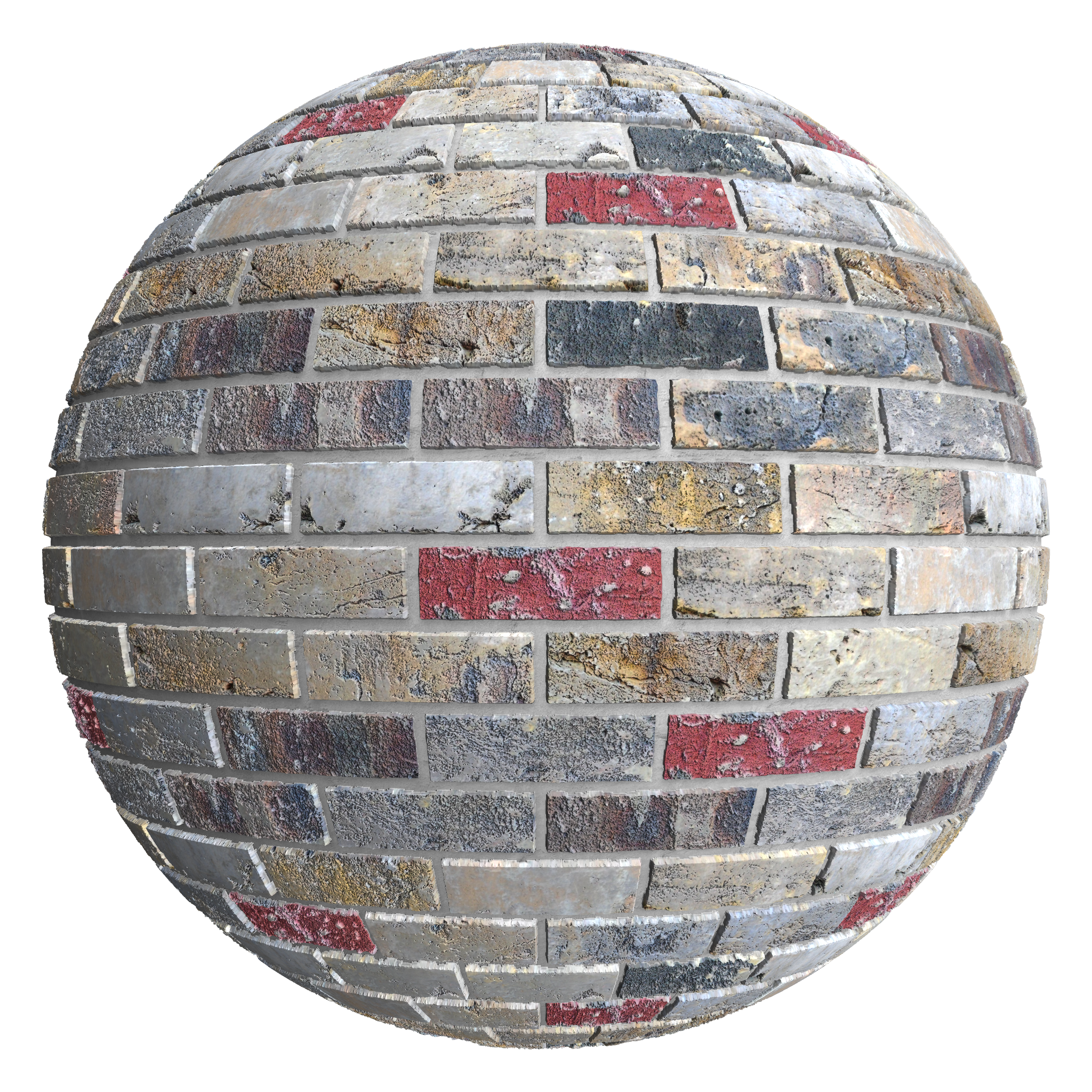 3D sphere preview of Reclaimed Brick Stretcher seamless texture