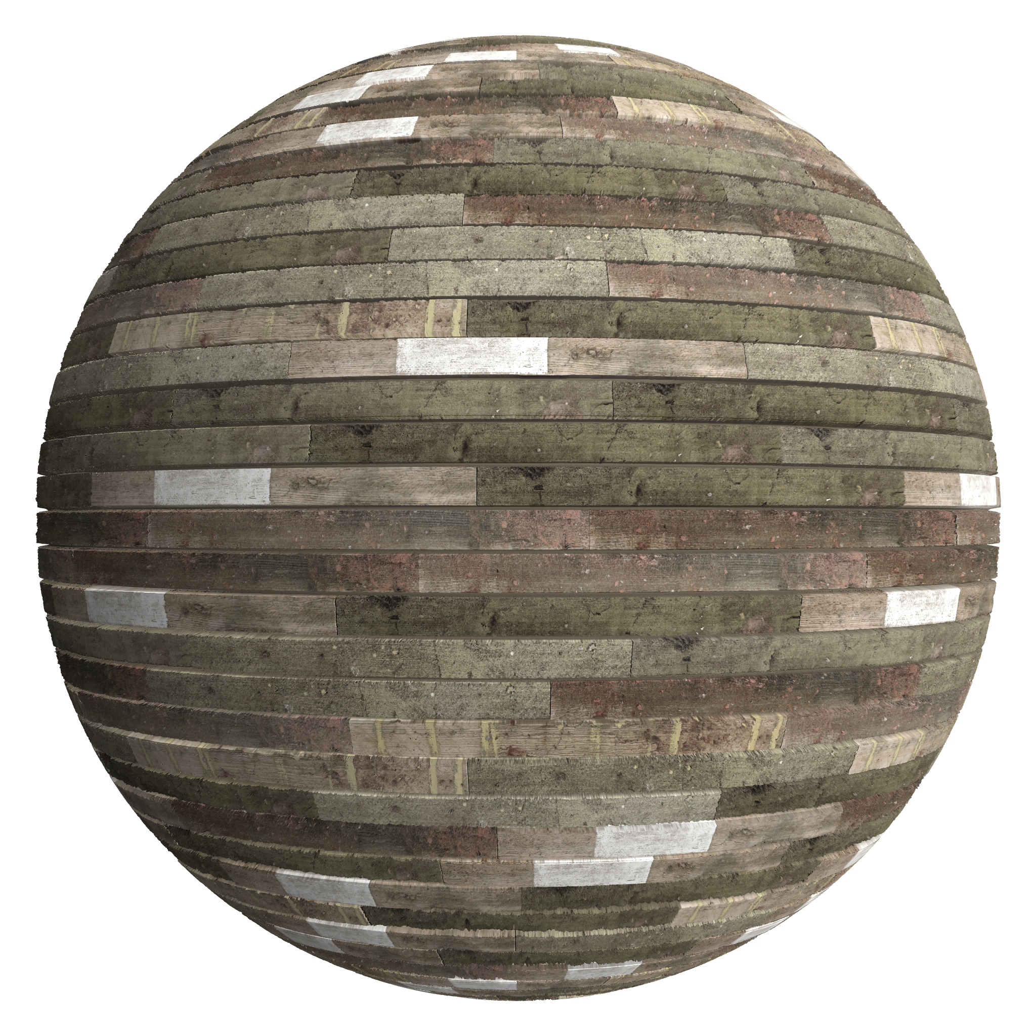 3D sphere preview of Recycled Scaffold Planks seamless texture