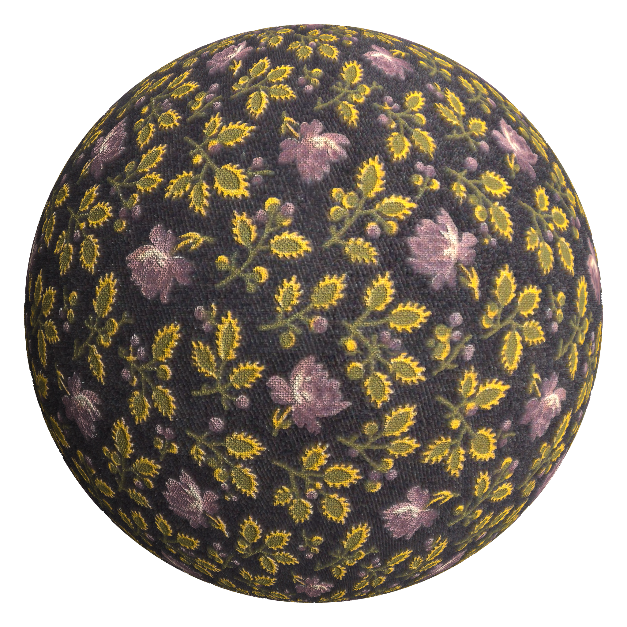 3D sphere preview of Floral Sprig Fabric seamless texture