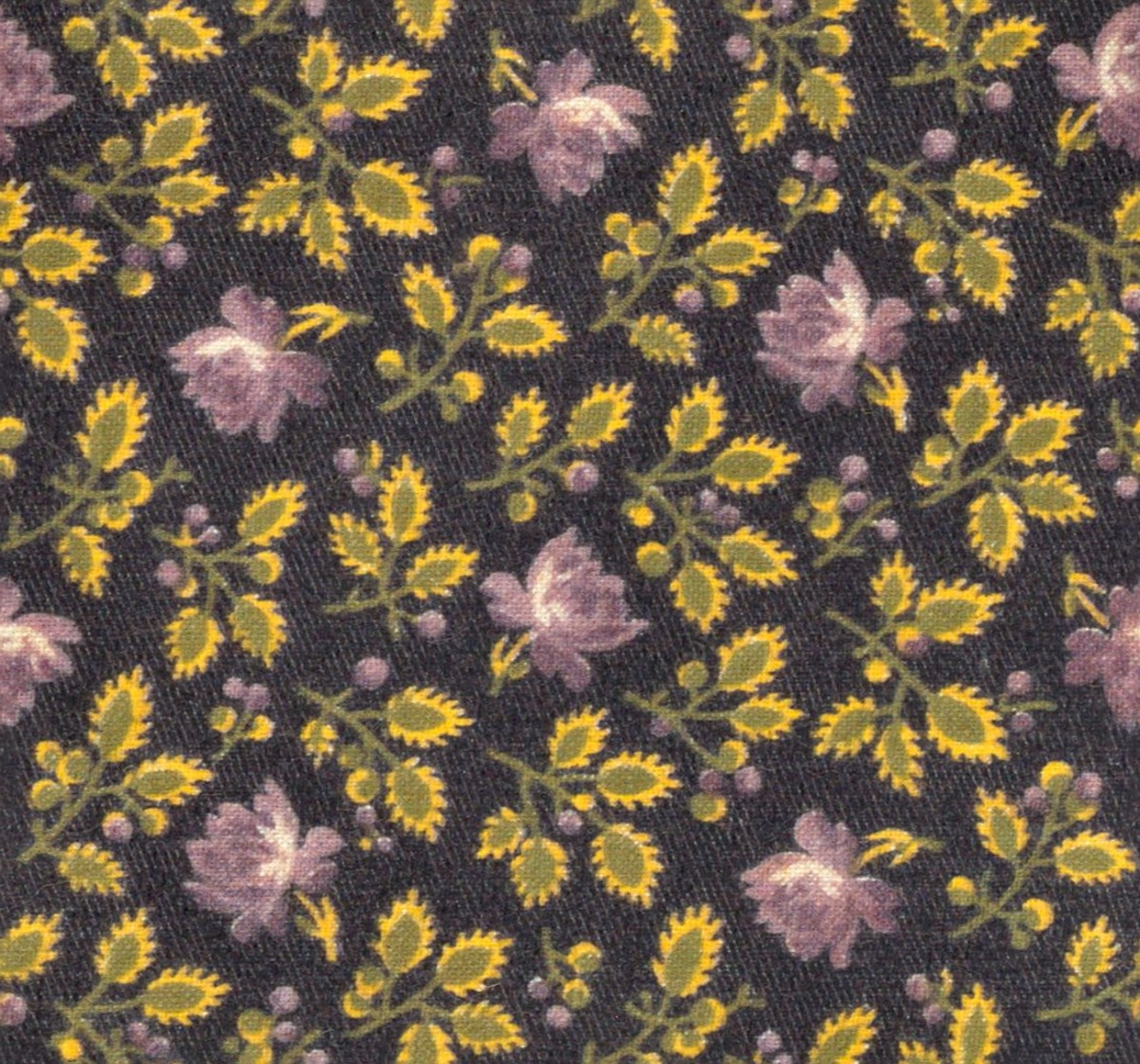 A seamless fabric texture with floral sprig fabric units arranged in a None pattern