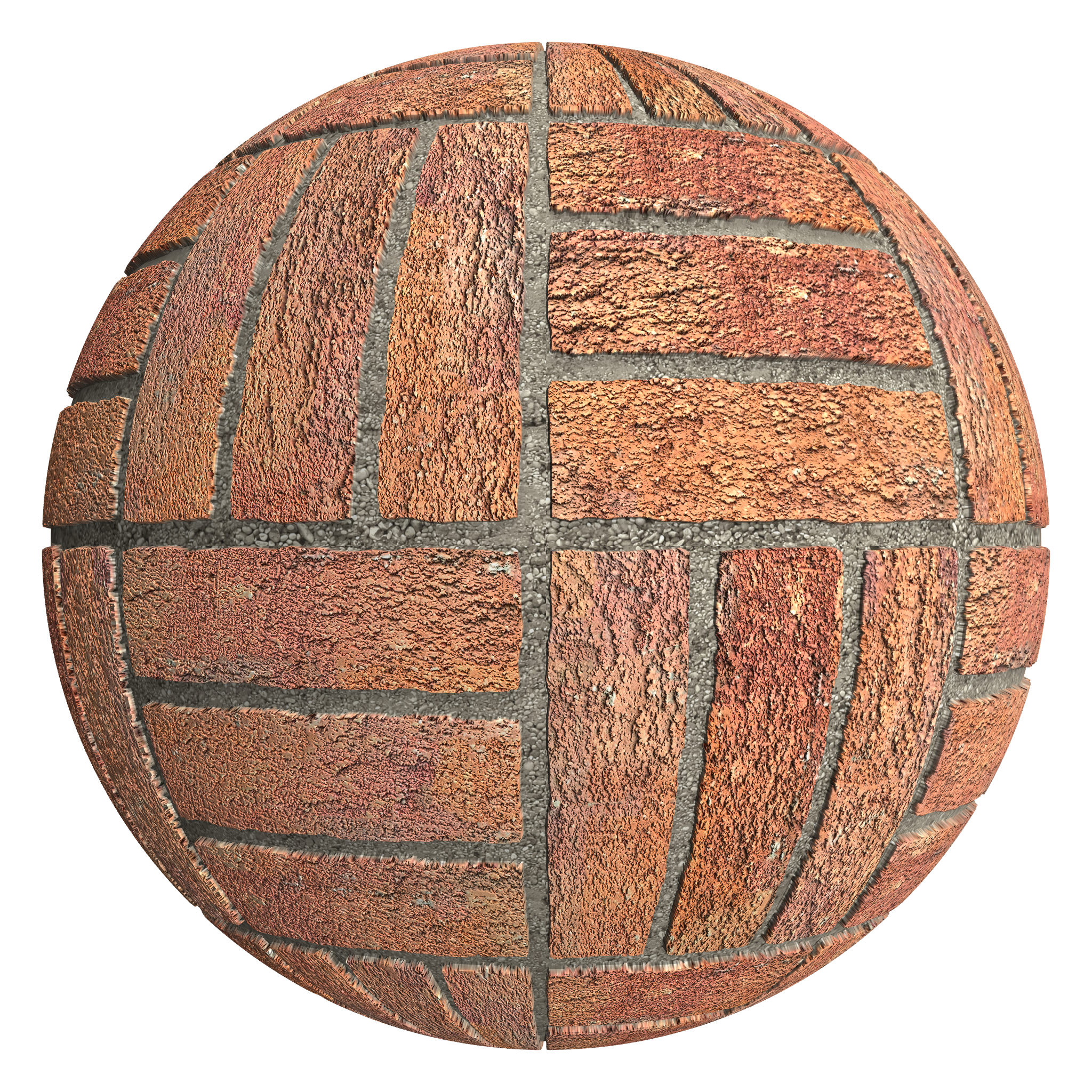 3D sphere preview of Rusticated Red Brick, Basketweave seamless texture