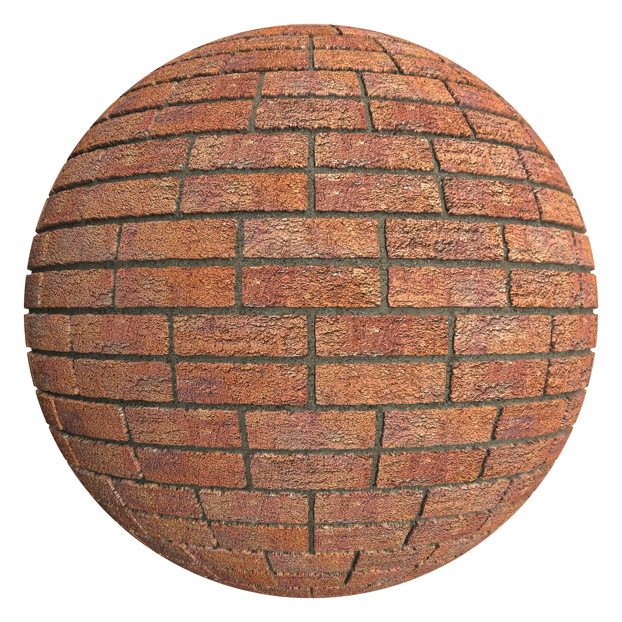 3D sphere preview of Rusticated Red Brick, Double Stretcher seamless texture