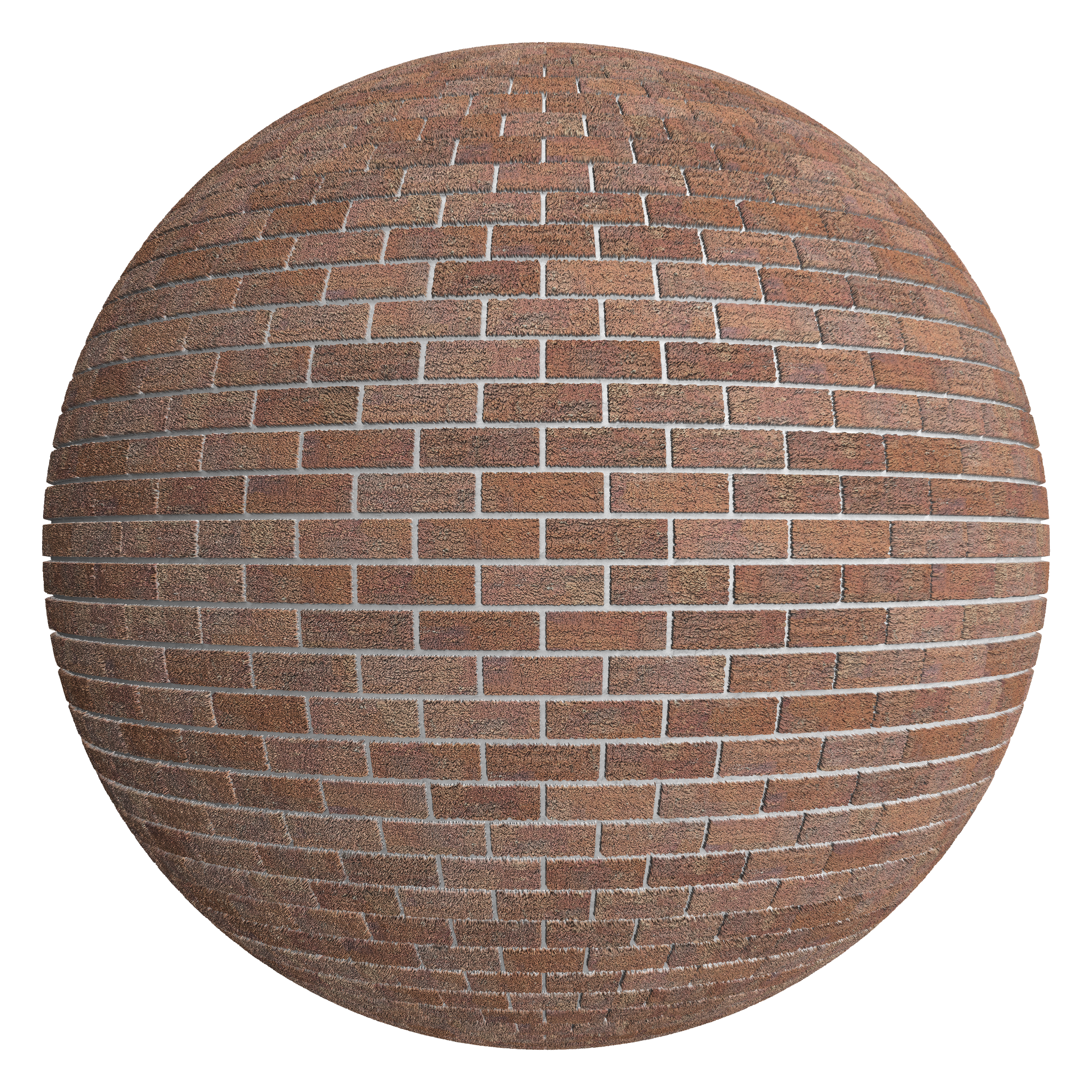 3D sphere preview of Rusticated Red Brick Stretcher seamless texture