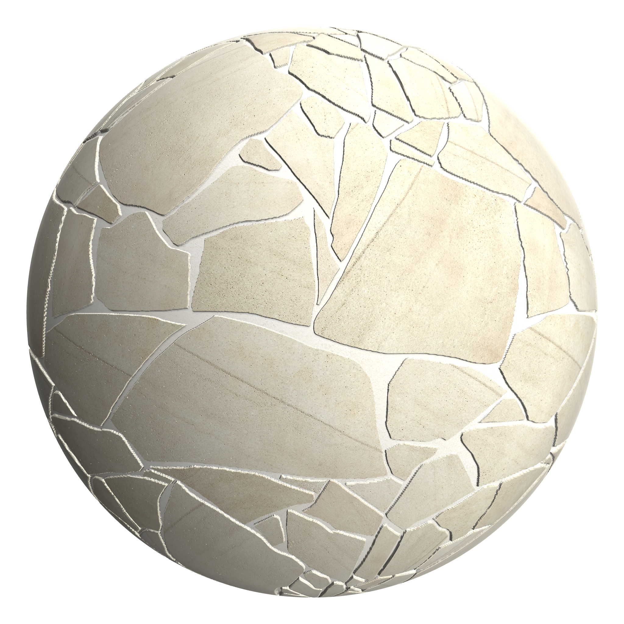 3D sphere preview of Buff Sandstone, Crazy Paving seamless texture