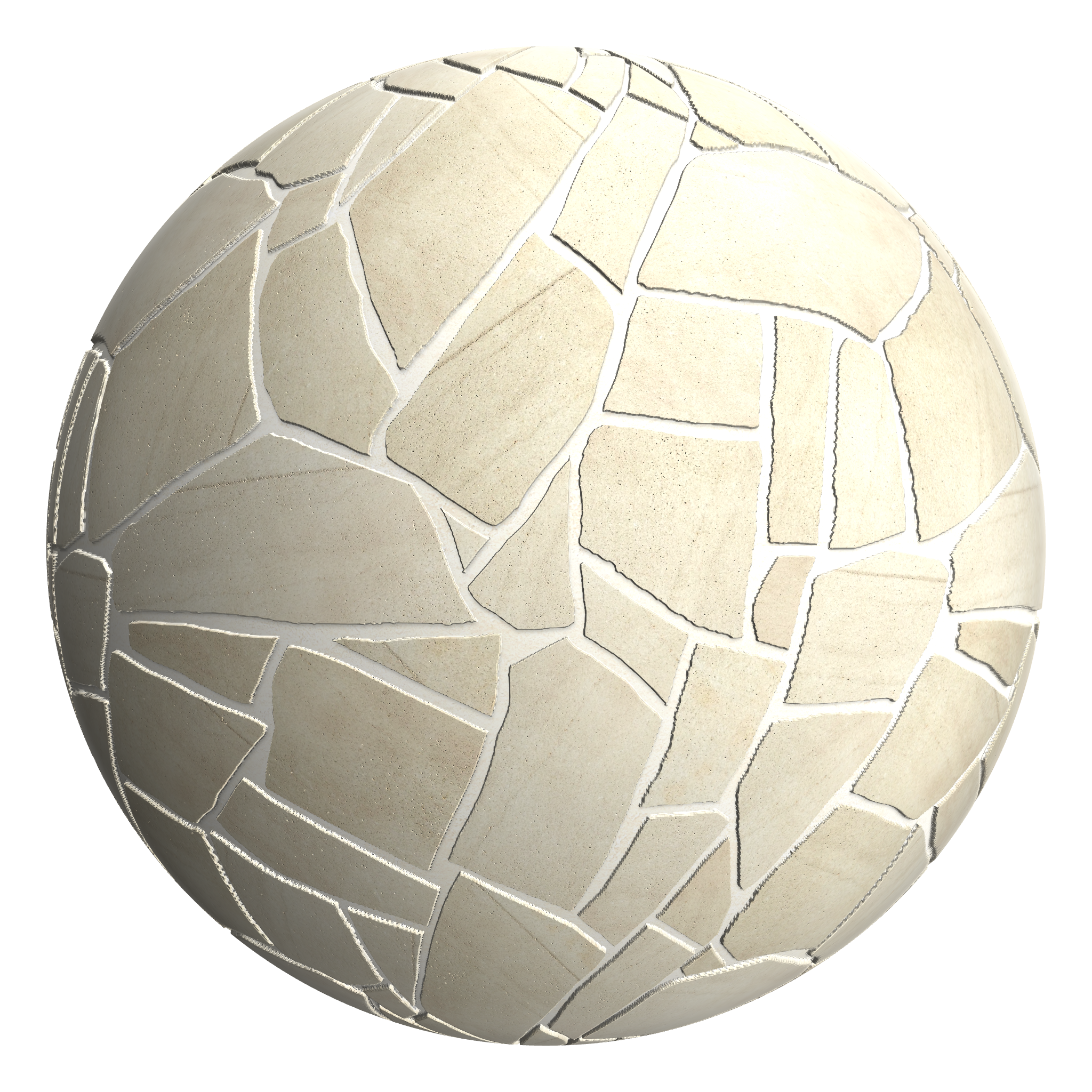 3D sphere preview of Buff Sandstone, Crazy Paving seamless texture