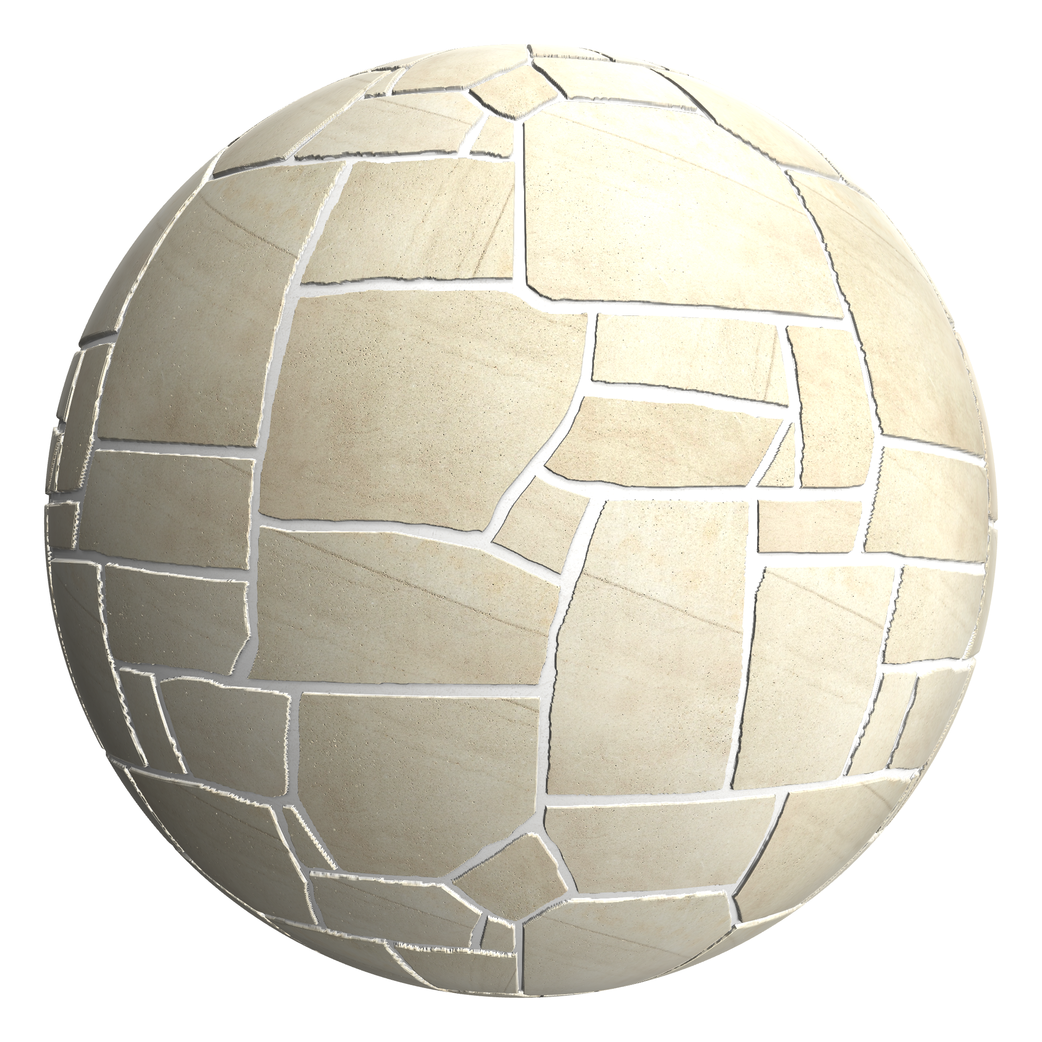 3D sphere preview of Buff Sandstone, Crazy Paving seamless texture
