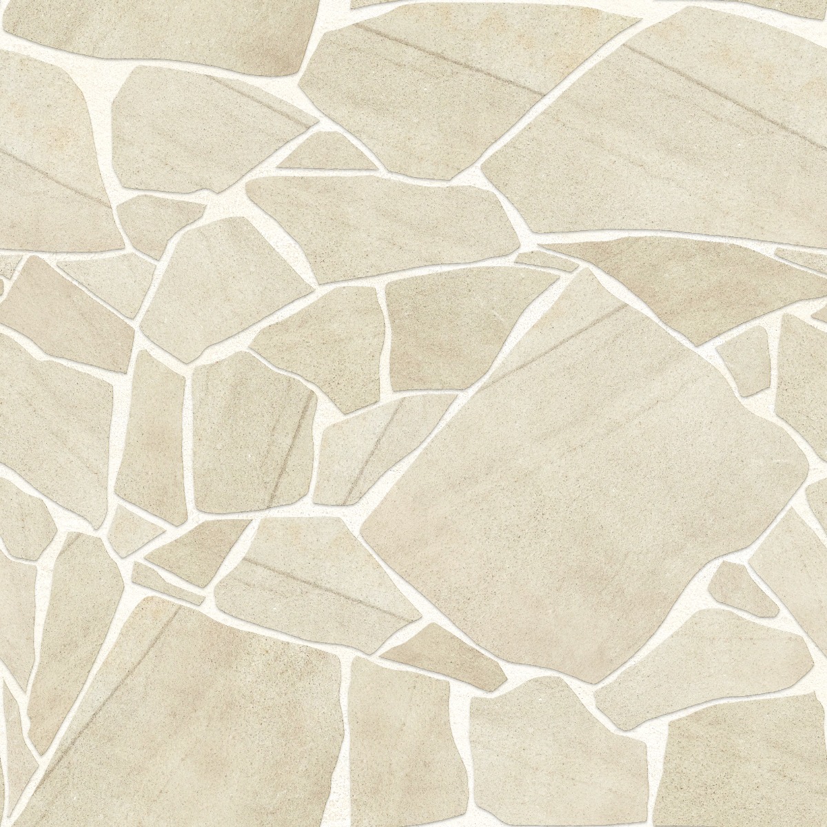 A seamless stone texture with buff sandstone blocks arranged in a Crazy Paving pattern