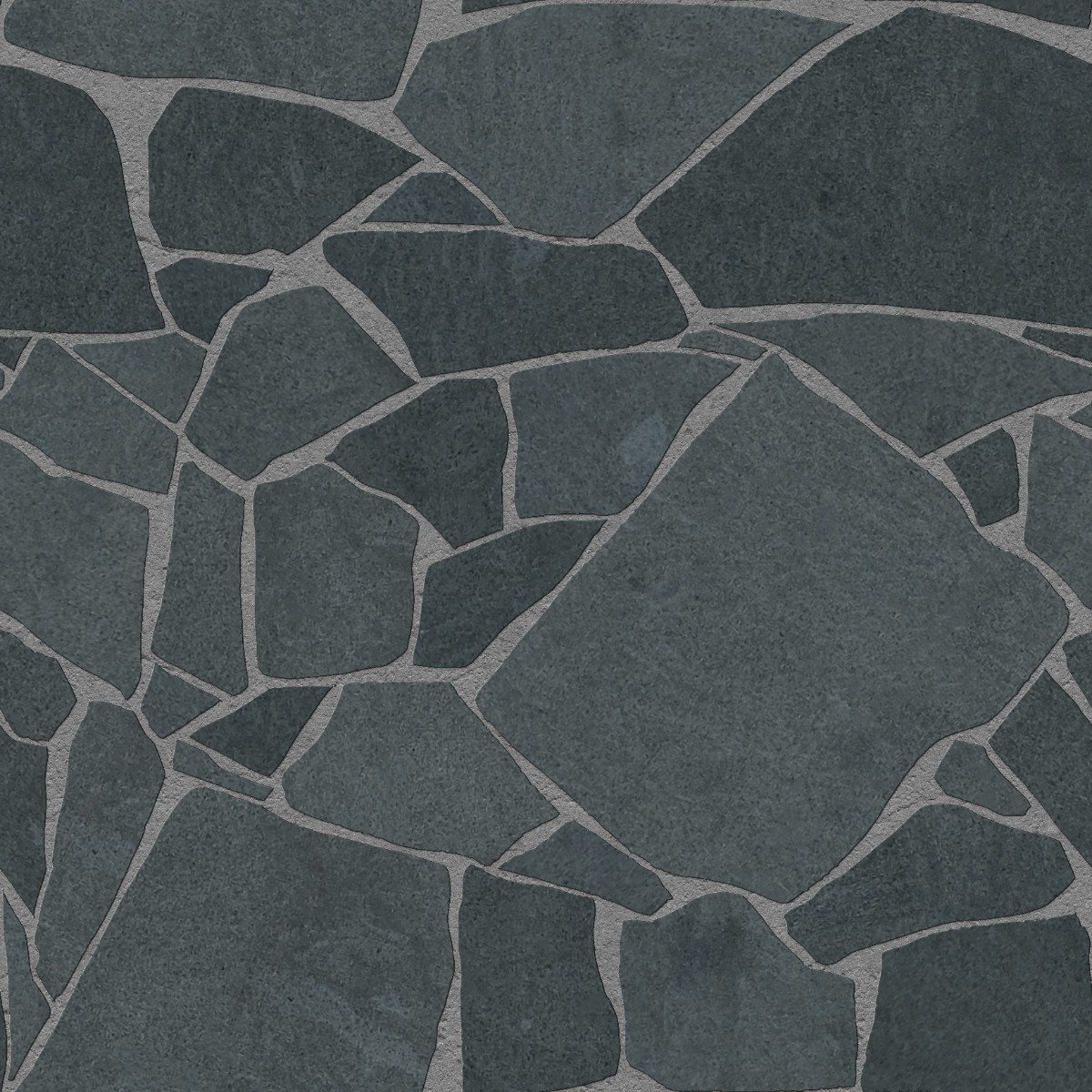 A seamless stone texture with slate blocks arranged in a Crazy Paving pattern