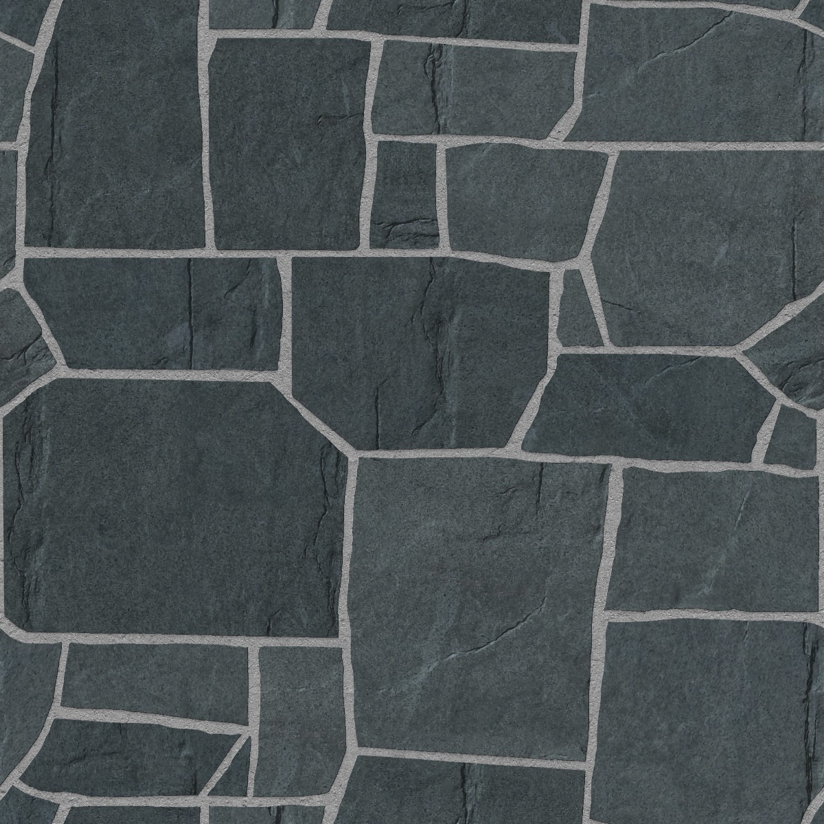 A seamless stone texture with slate blocks arranged in a Crazy Paving pattern