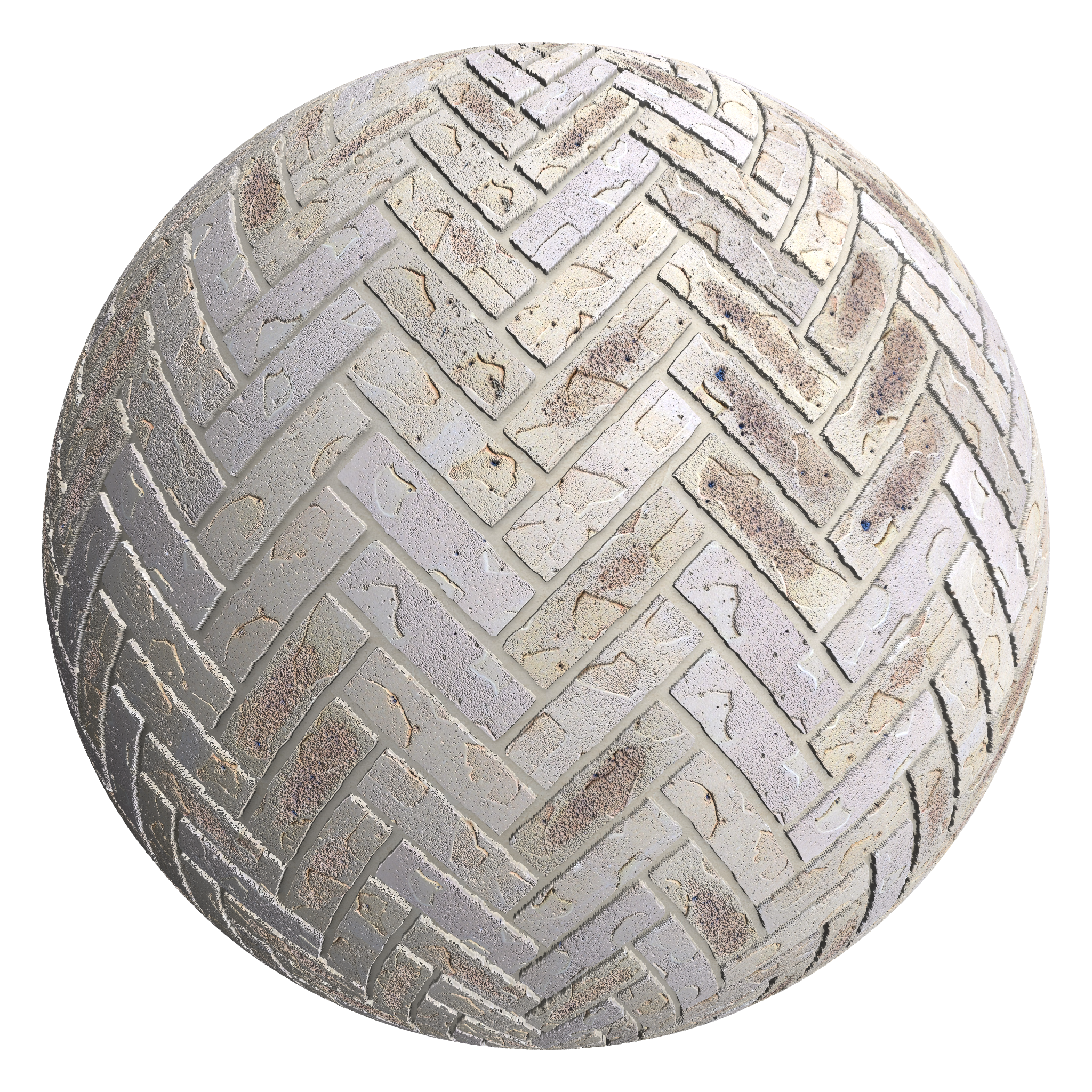 3D sphere preview of Stamped Brick Herringbone seamless texture