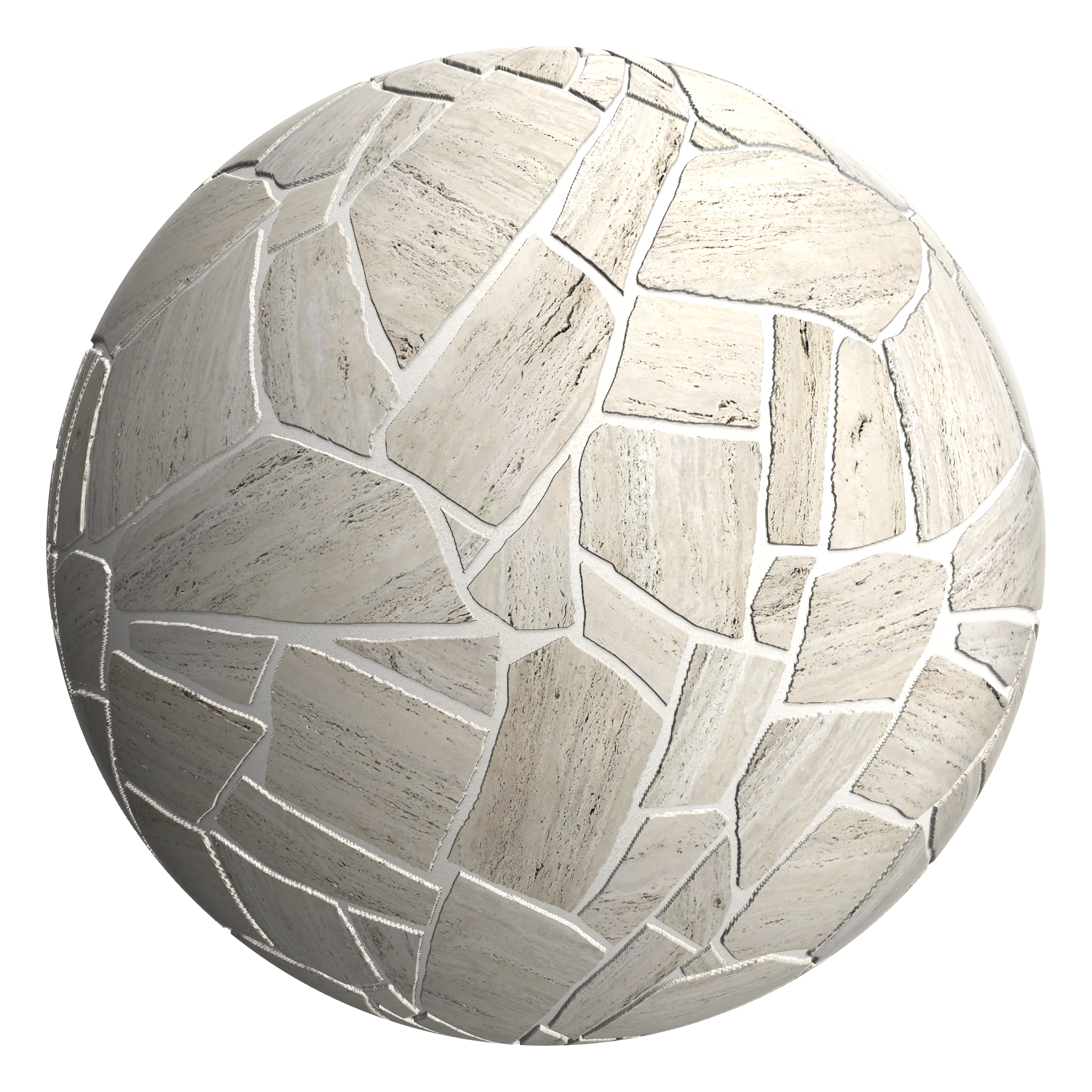 3D sphere preview of Travertine, Crazy Paving seamless texture
