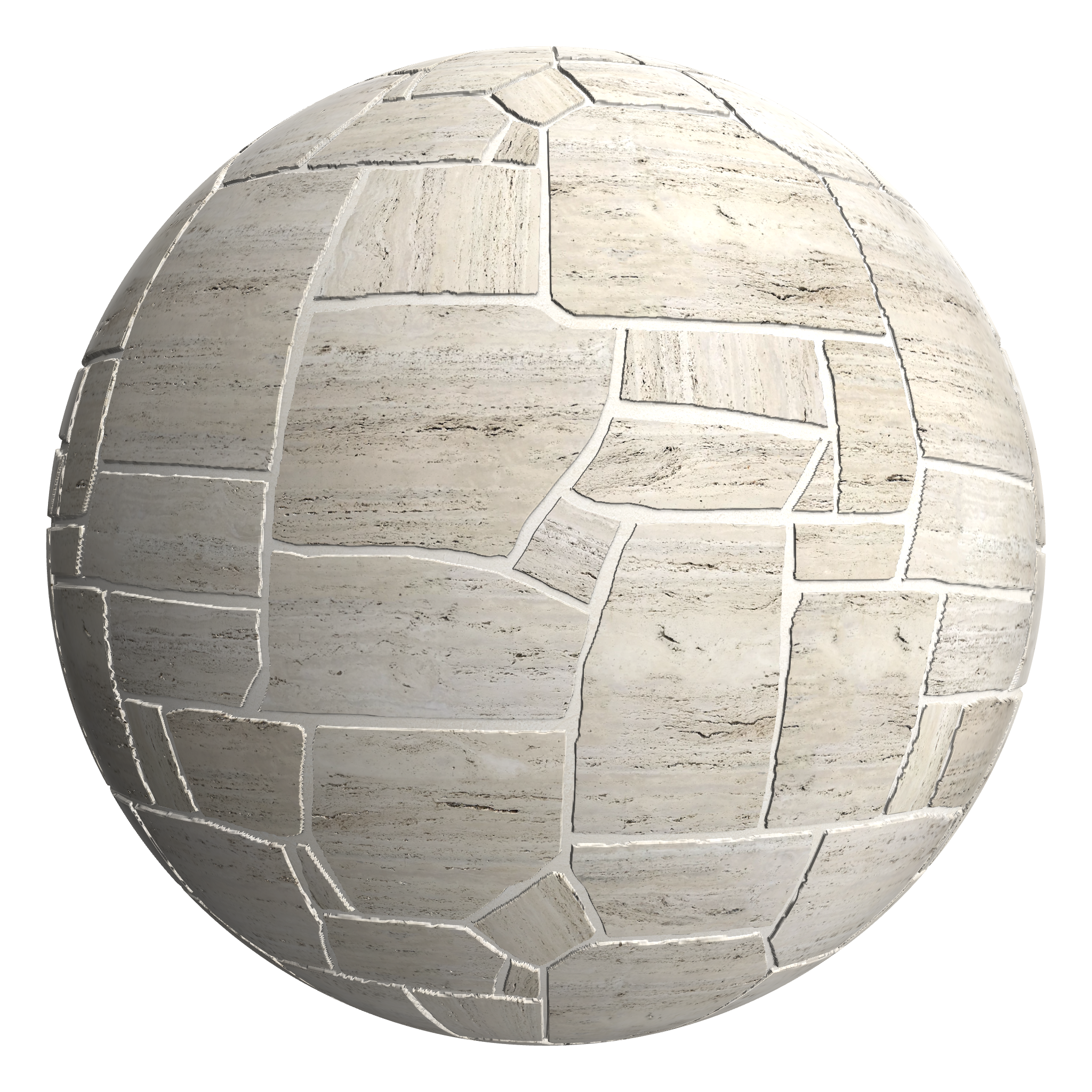 3D sphere preview of Travertine, Crazy Paving seamless texture