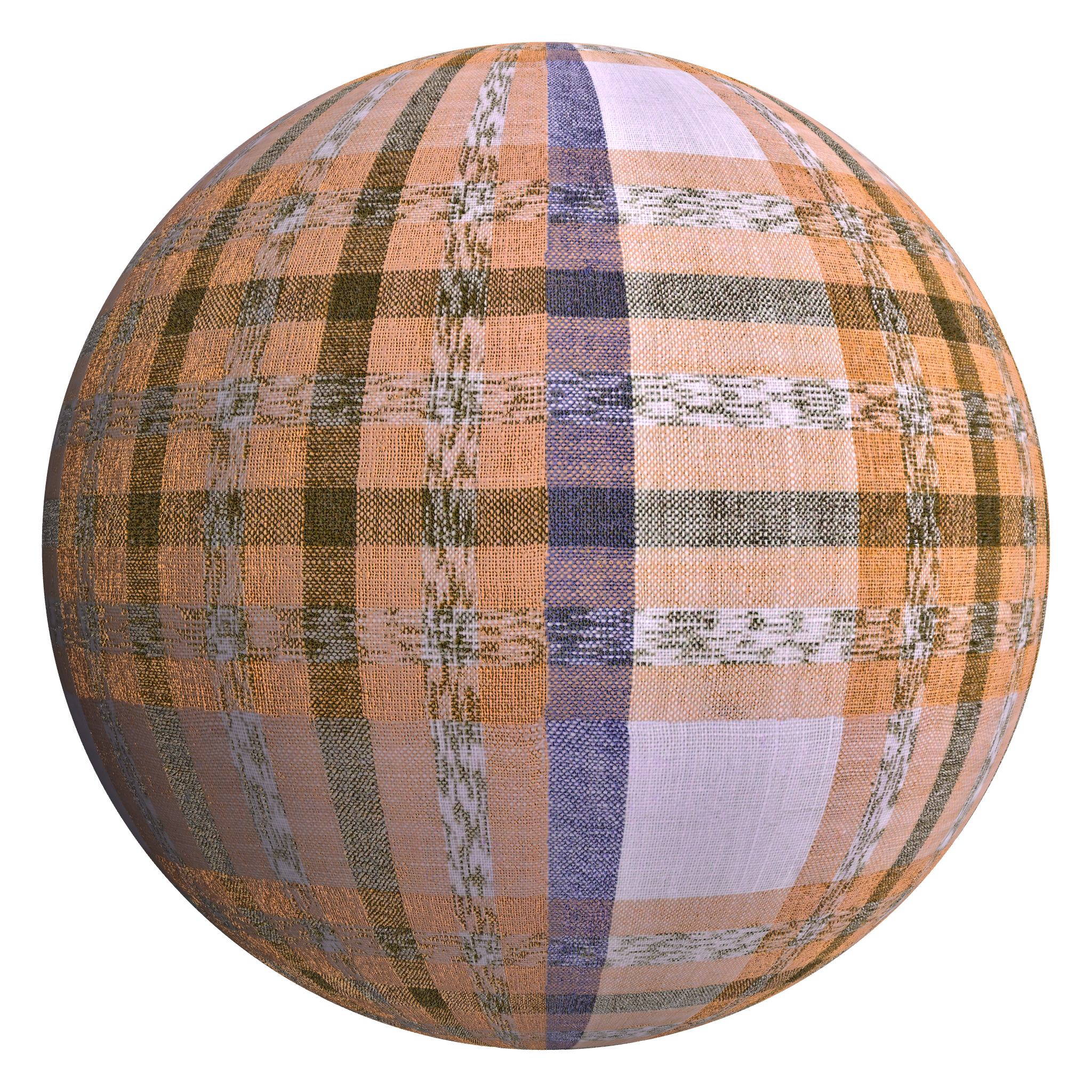 3D sphere preview of Orange Plaid Textile seamless texture