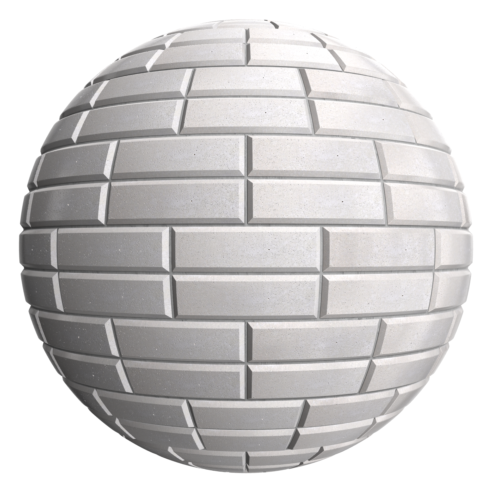 3D sphere preview of White Matte Porcelain Brick, Double Stretcher seamless texture