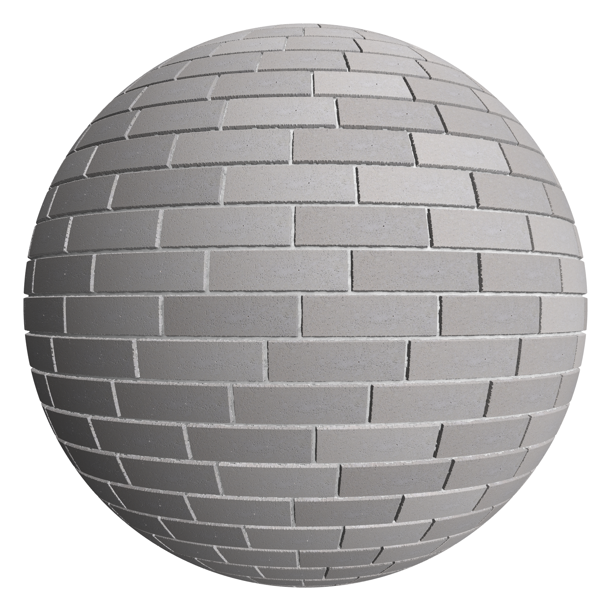 3D sphere preview of White Matte Porcelain Brick Staggered seamless texture
