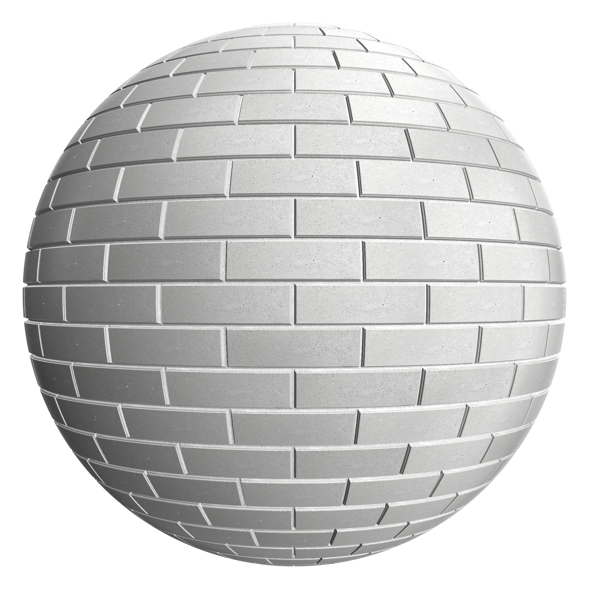 3D sphere preview of White Matte Porcelain Brick Stretcher seamless texture
