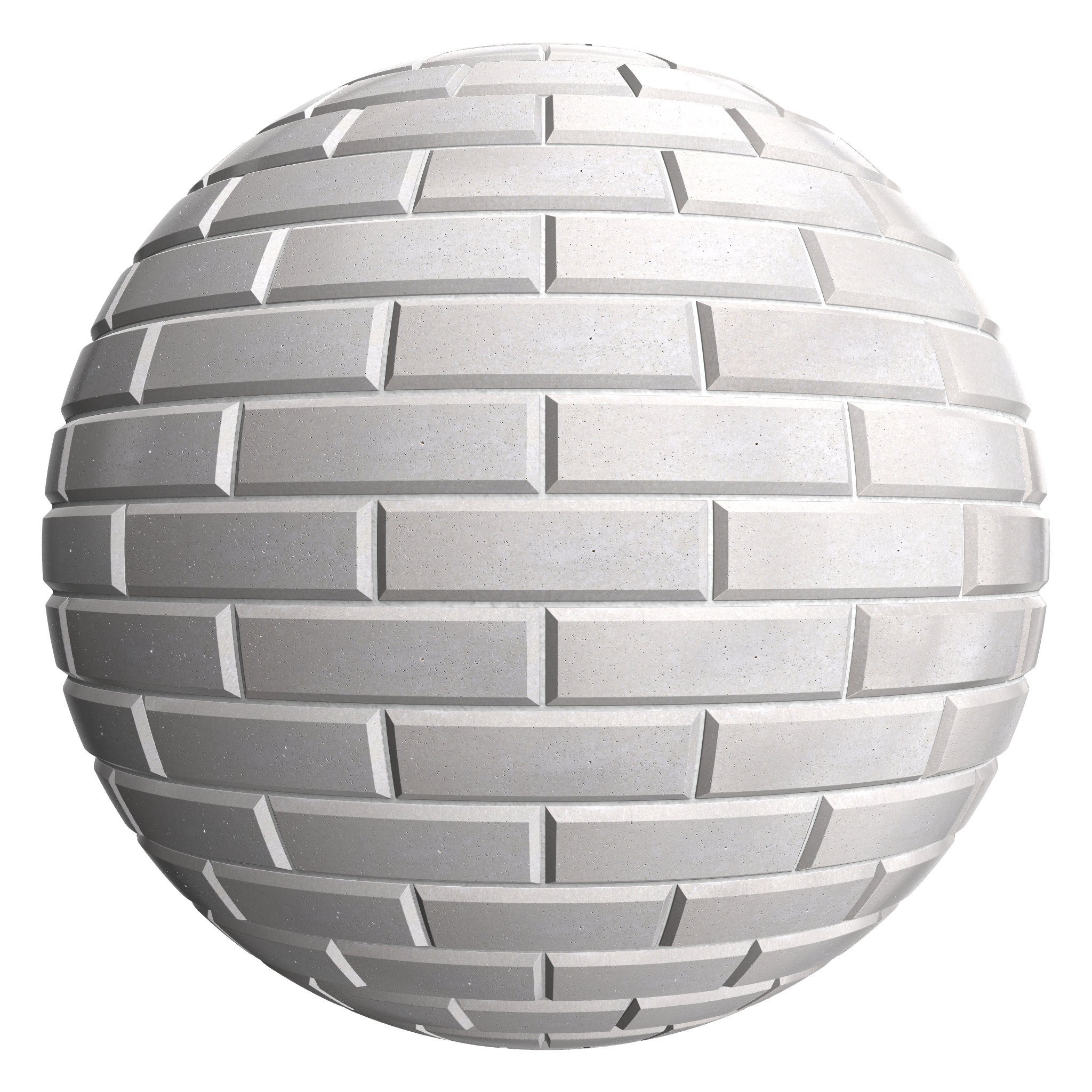 3D sphere preview of White Matte Porcelain Brick Stretcher seamless texture